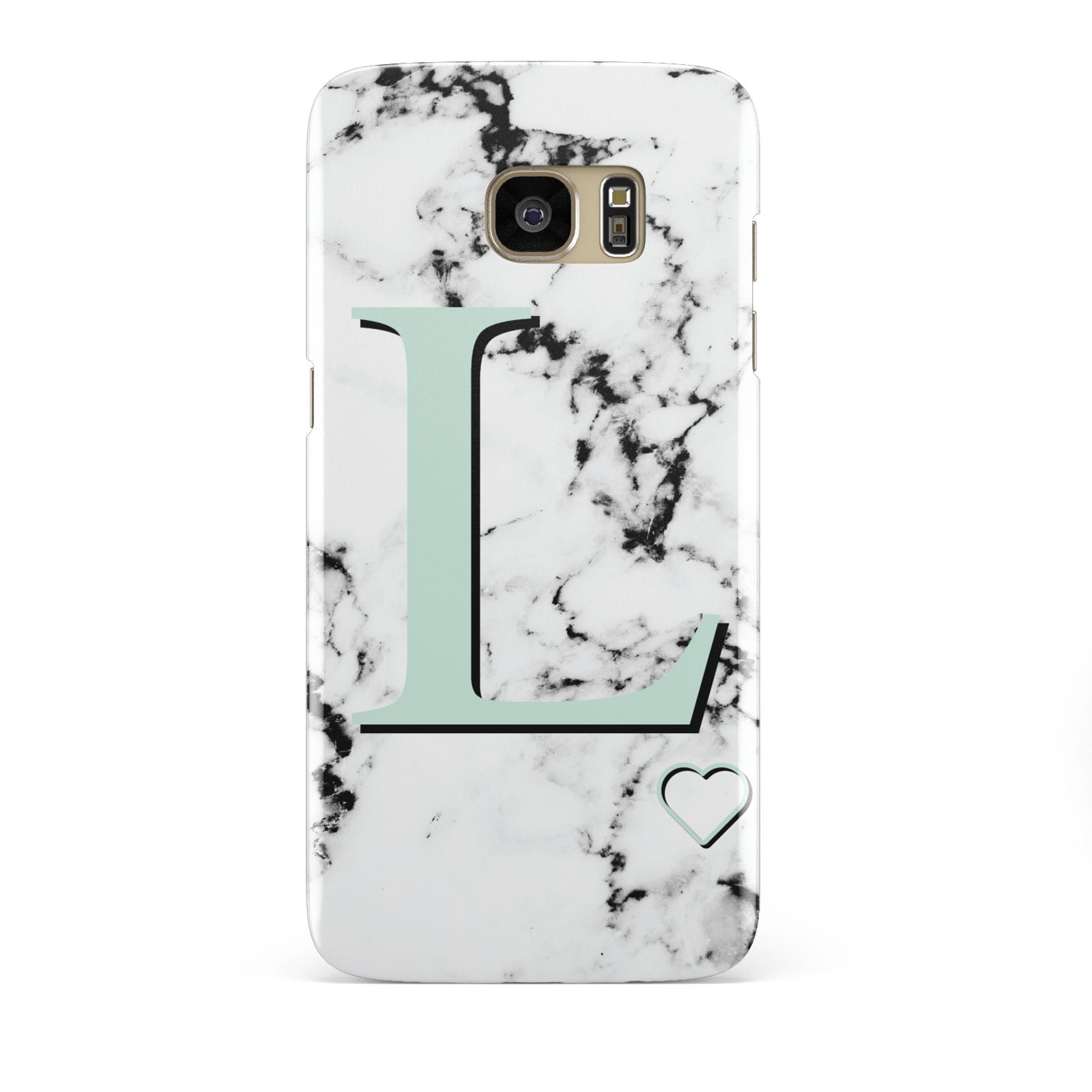 Personalised Mint Monogram Marble Heart Samsung Galaxy S7 Edge Case