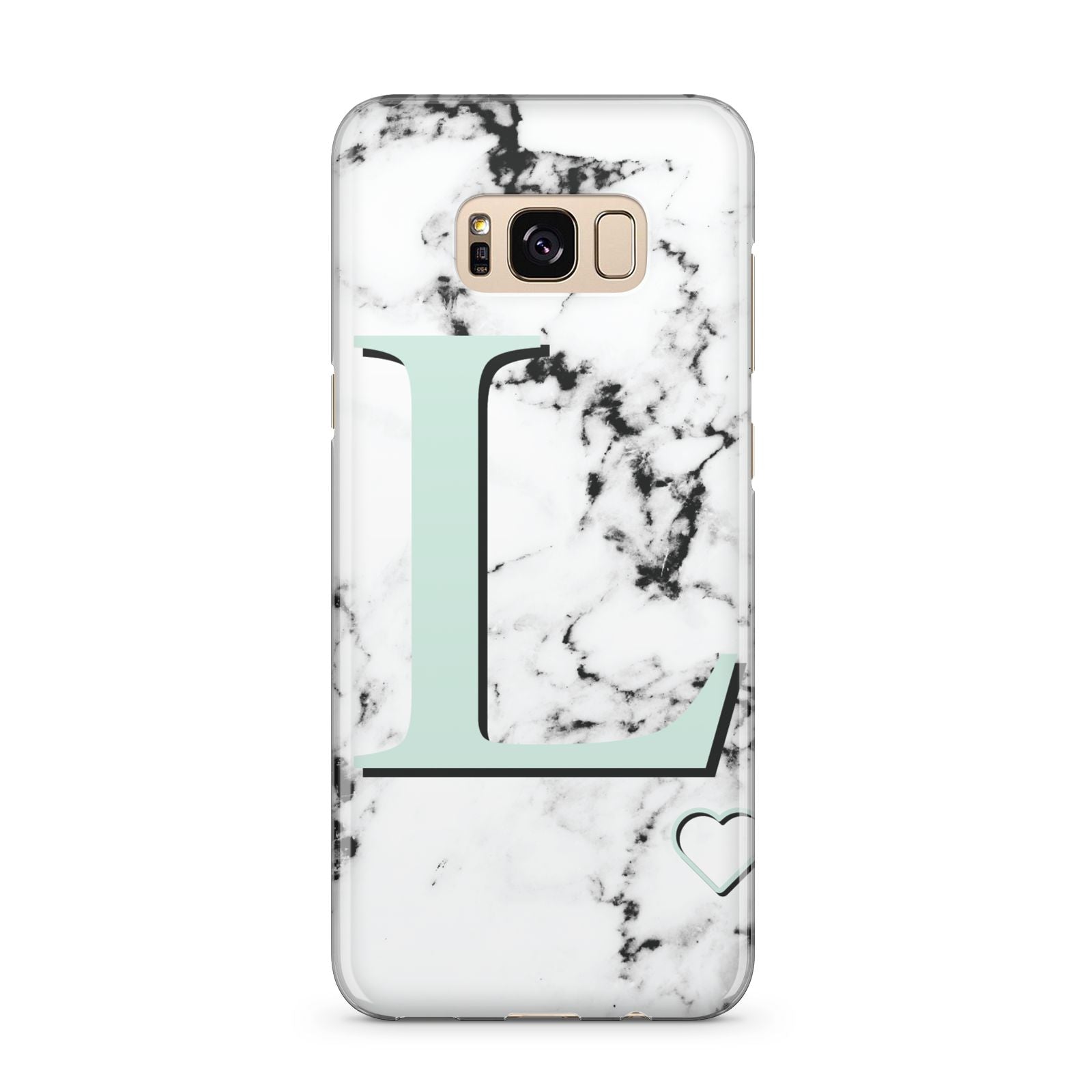 Personalised Mint Monogram Marble Heart Samsung Galaxy S8 Plus Case