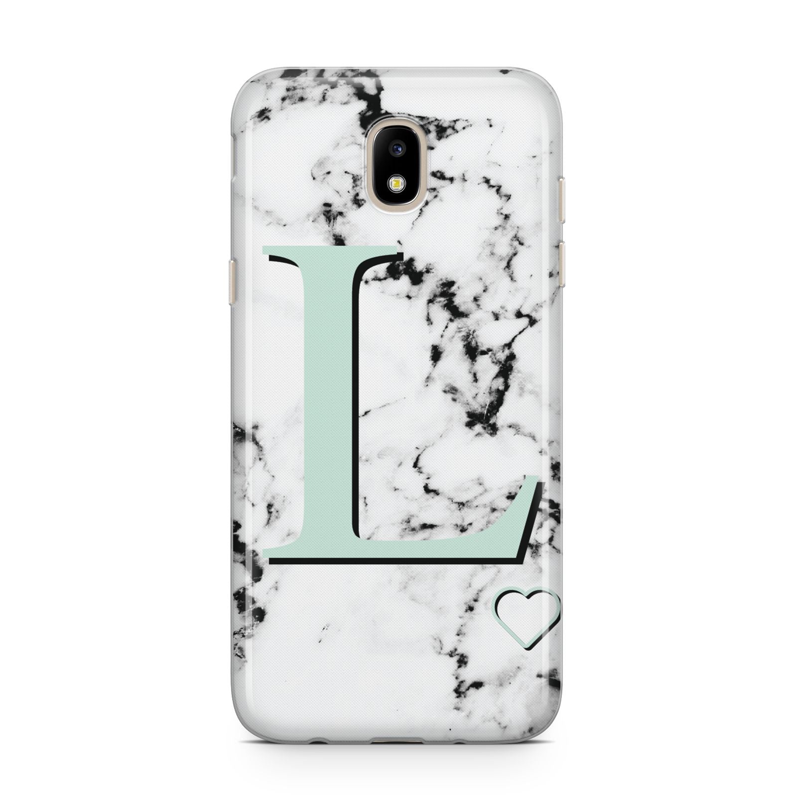 Personalised Mint Monogram Marble Heart Samsung J5 2017 Case