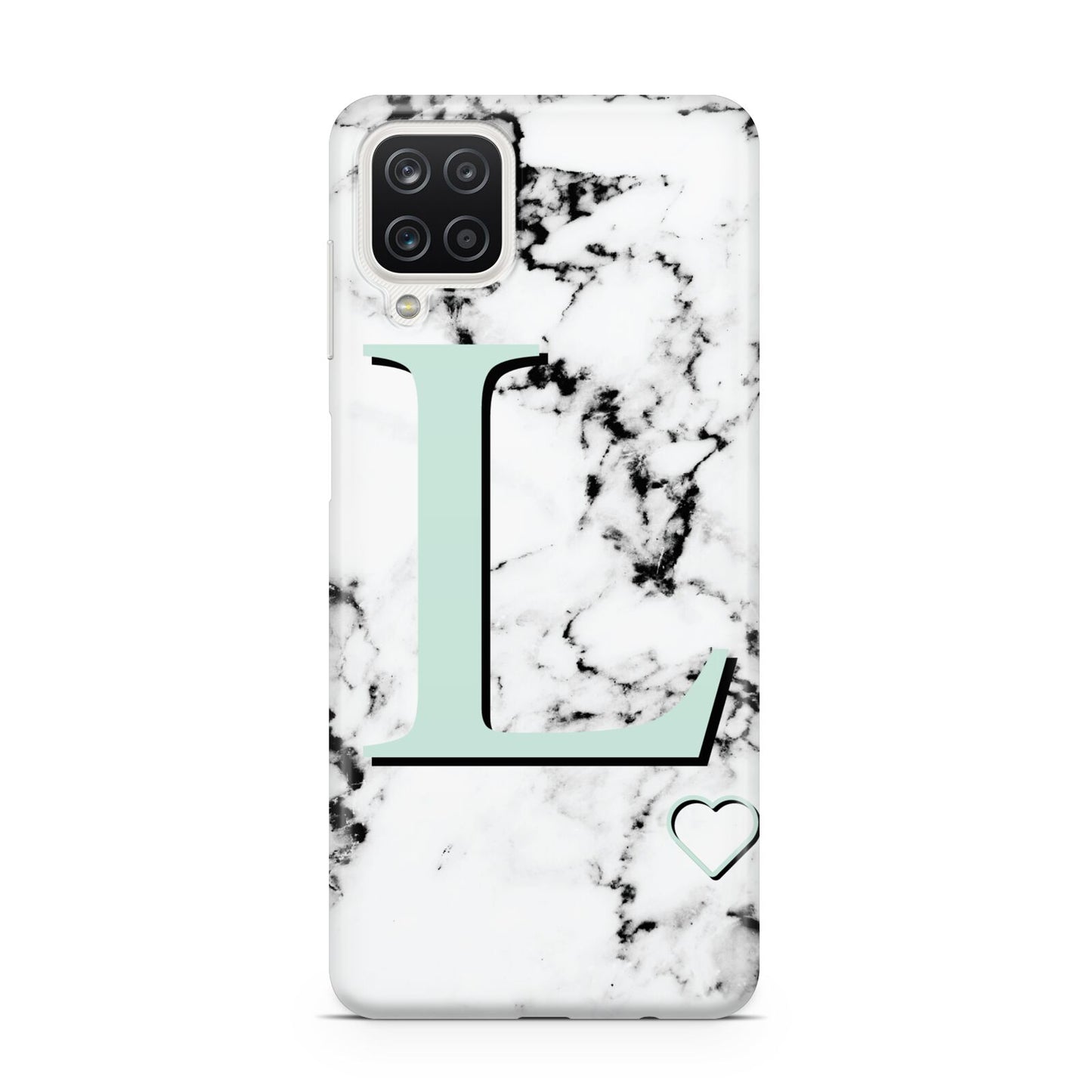 Personalised Mint Monogram Marble Heart Samsung M12 Case