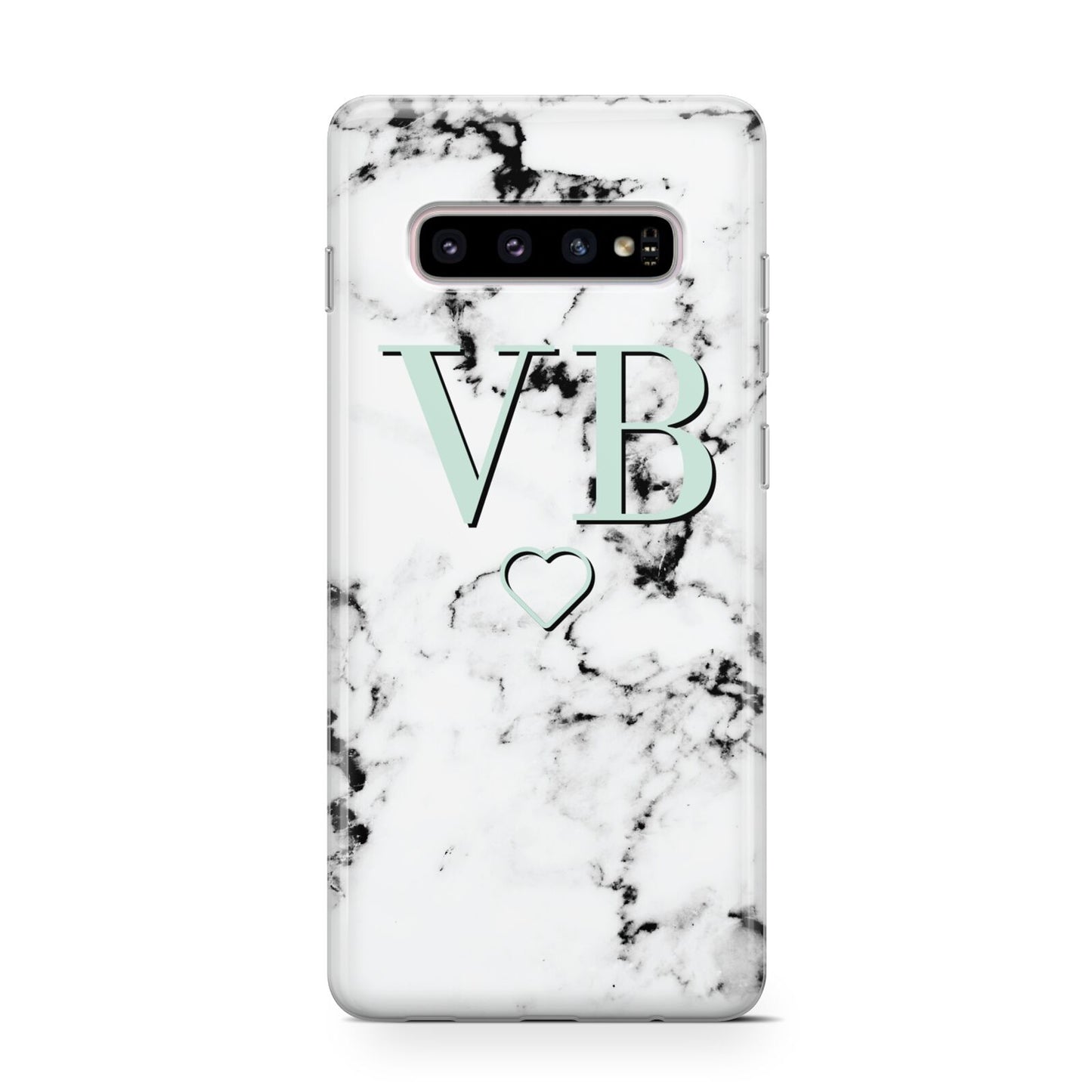 Personalised Mint Monogrammed Heart Marble Protective Samsung Galaxy Case