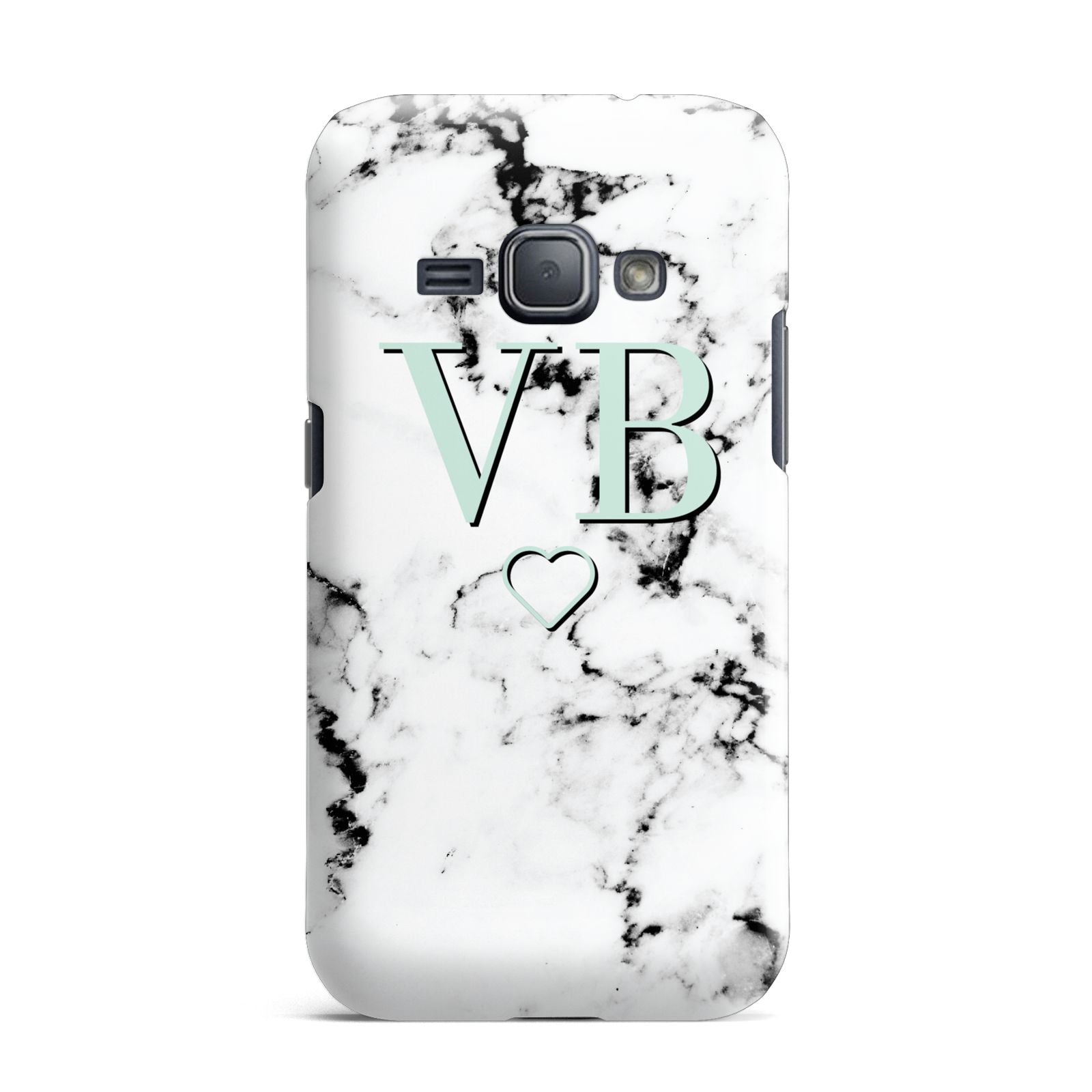 Personalised Mint Monogrammed Heart Marble Samsung Galaxy J1 2016 Case