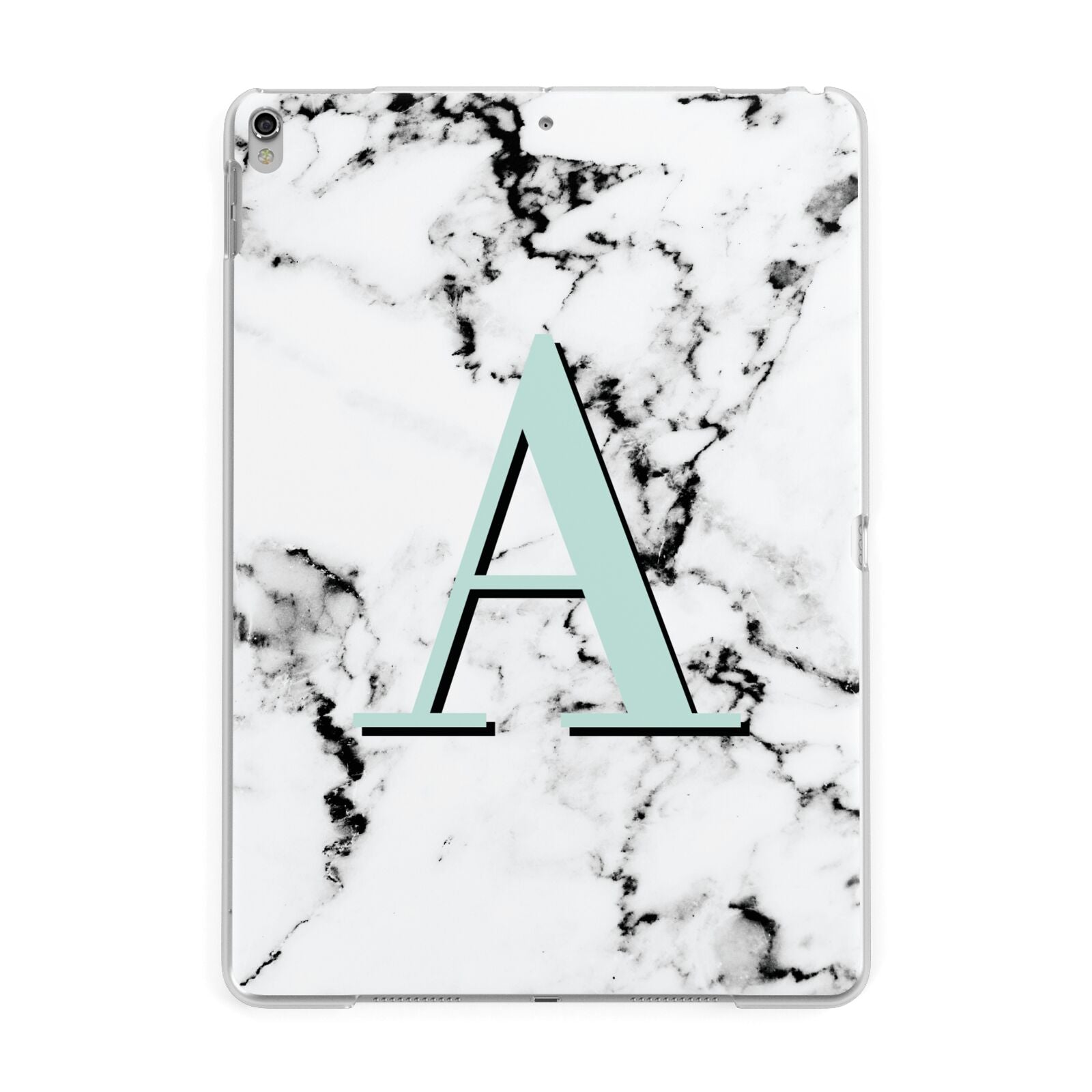 Personalised Mint Single Initial Marble Apple iPad Silver Case