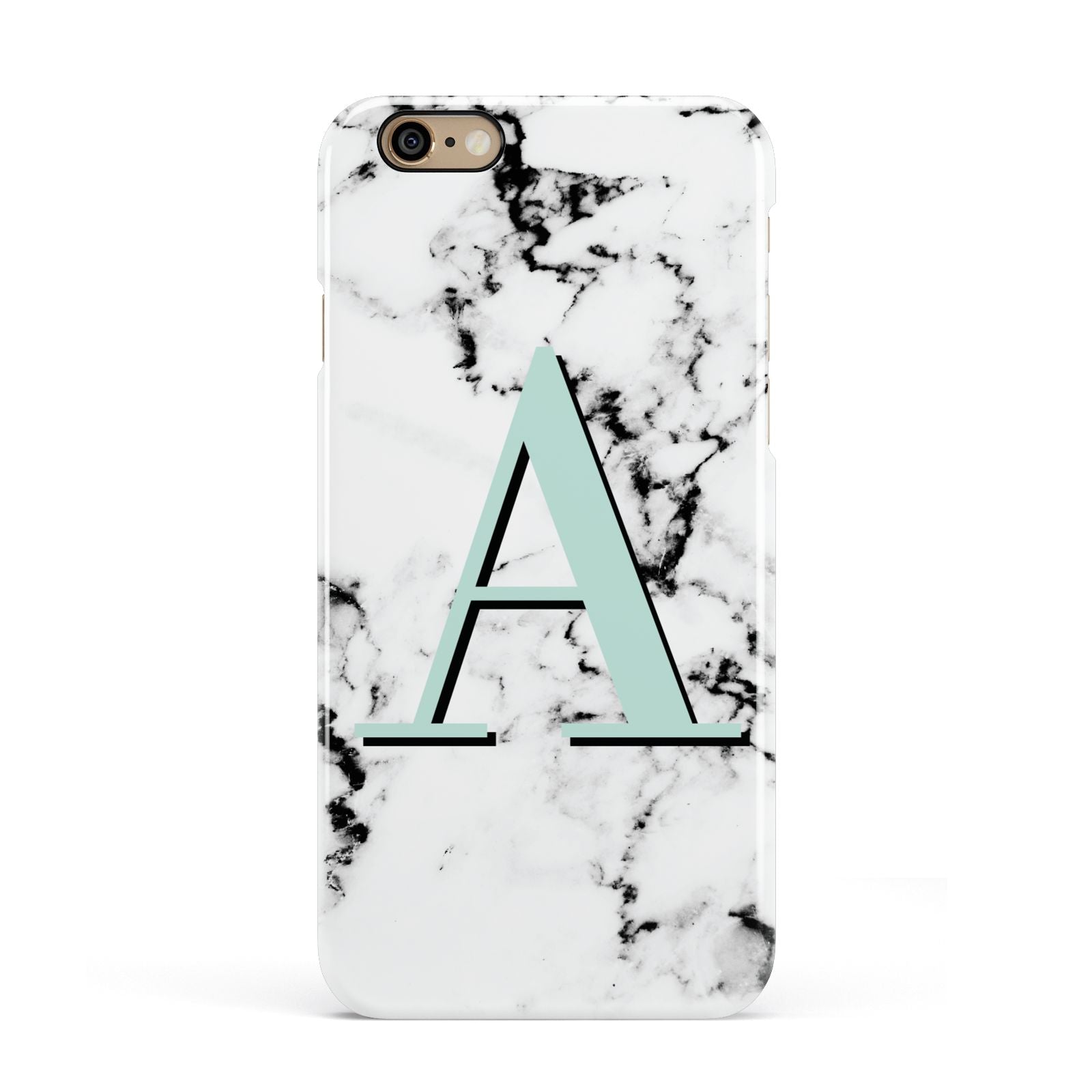 Personalised Mint Single Initial Marble Apple iPhone 6 3D Snap Case