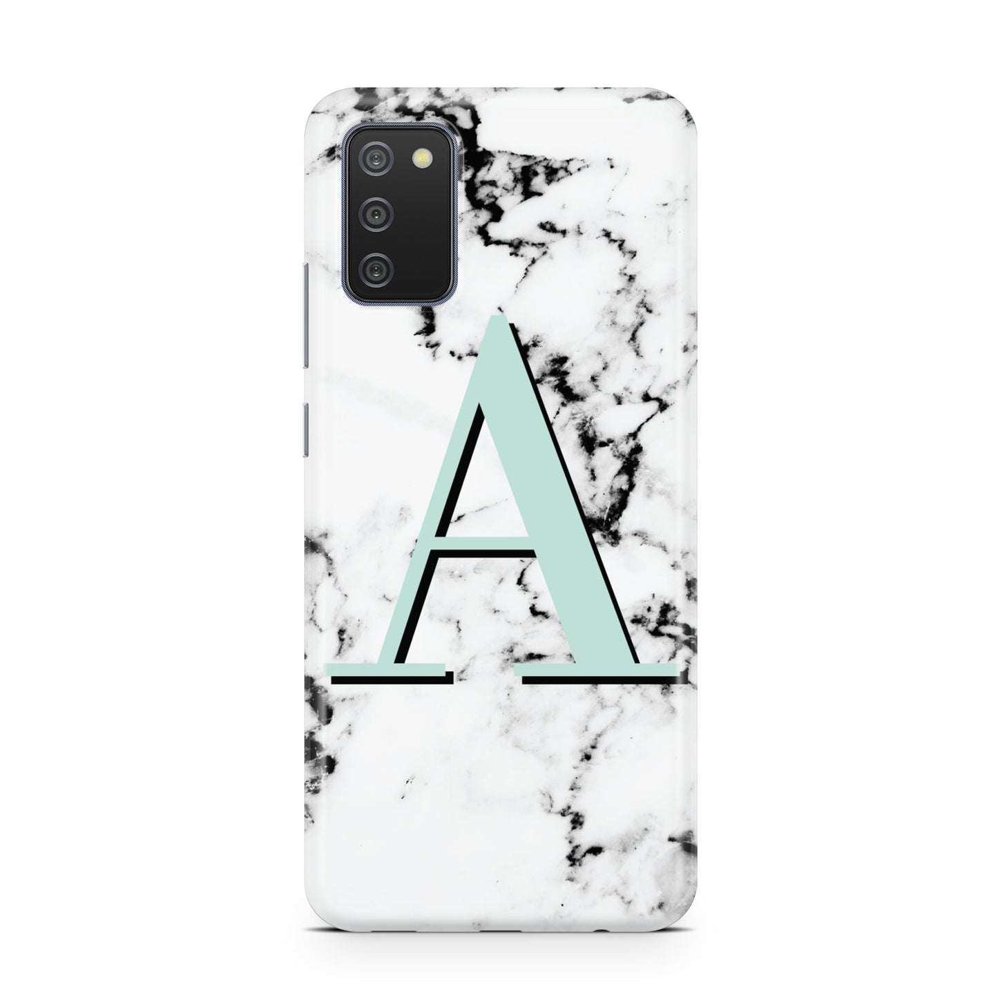 Personalised Mint Single Initial Marble Samsung A02s Case