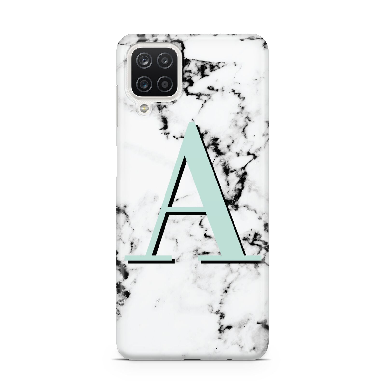 Personalised Mint Single Initial Marble Samsung A12 Case