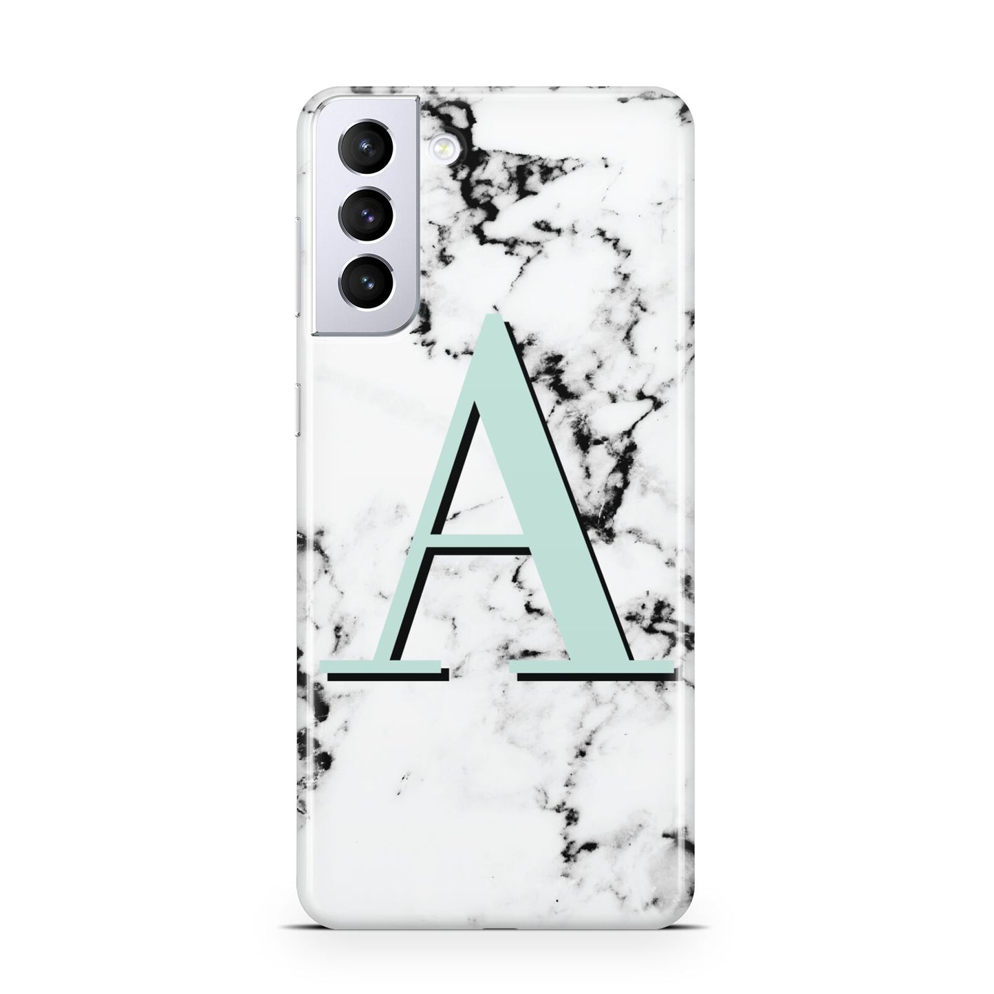 Personalised Mint Single Initial Marble Samsung S21 Plus Case