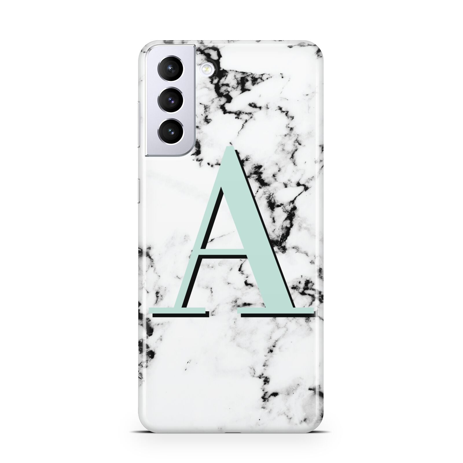 Personalised Mint Single Initial Marble Samsung S21 Plus Case