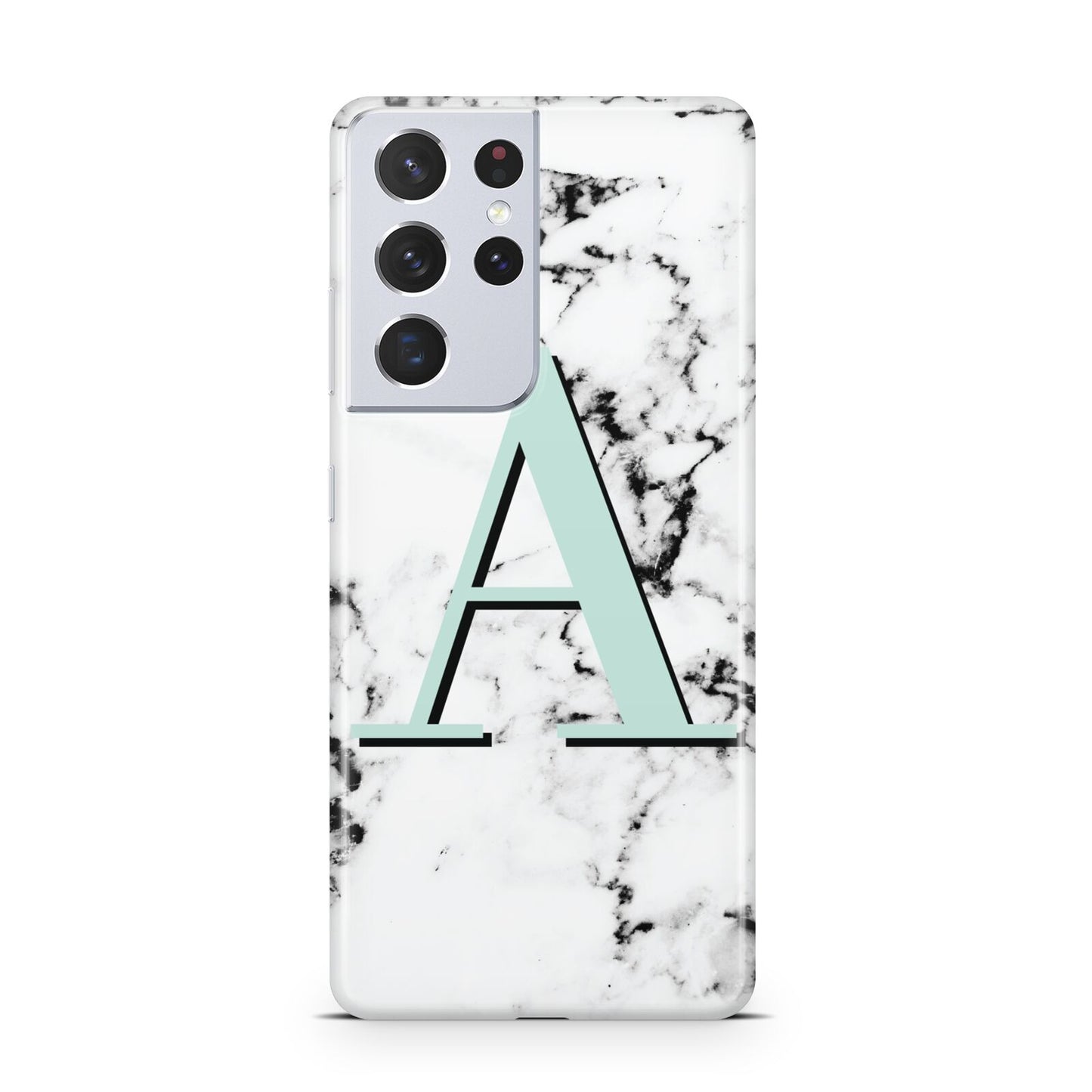 Personalised Mint Single Initial Marble Samsung S21 Ultra Case