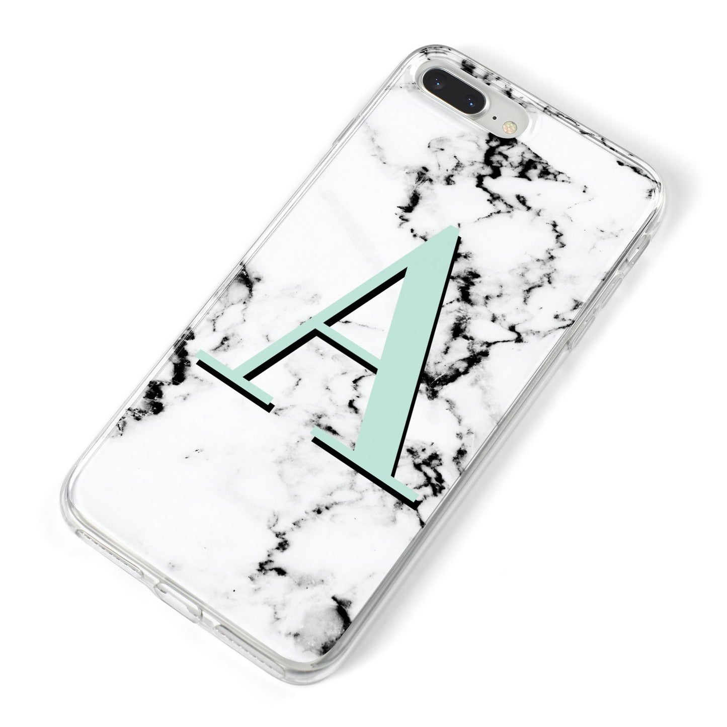 Personalised Mint Single Initial Marble iPhone 8 Plus Bumper Case on Silver iPhone Alternative Image