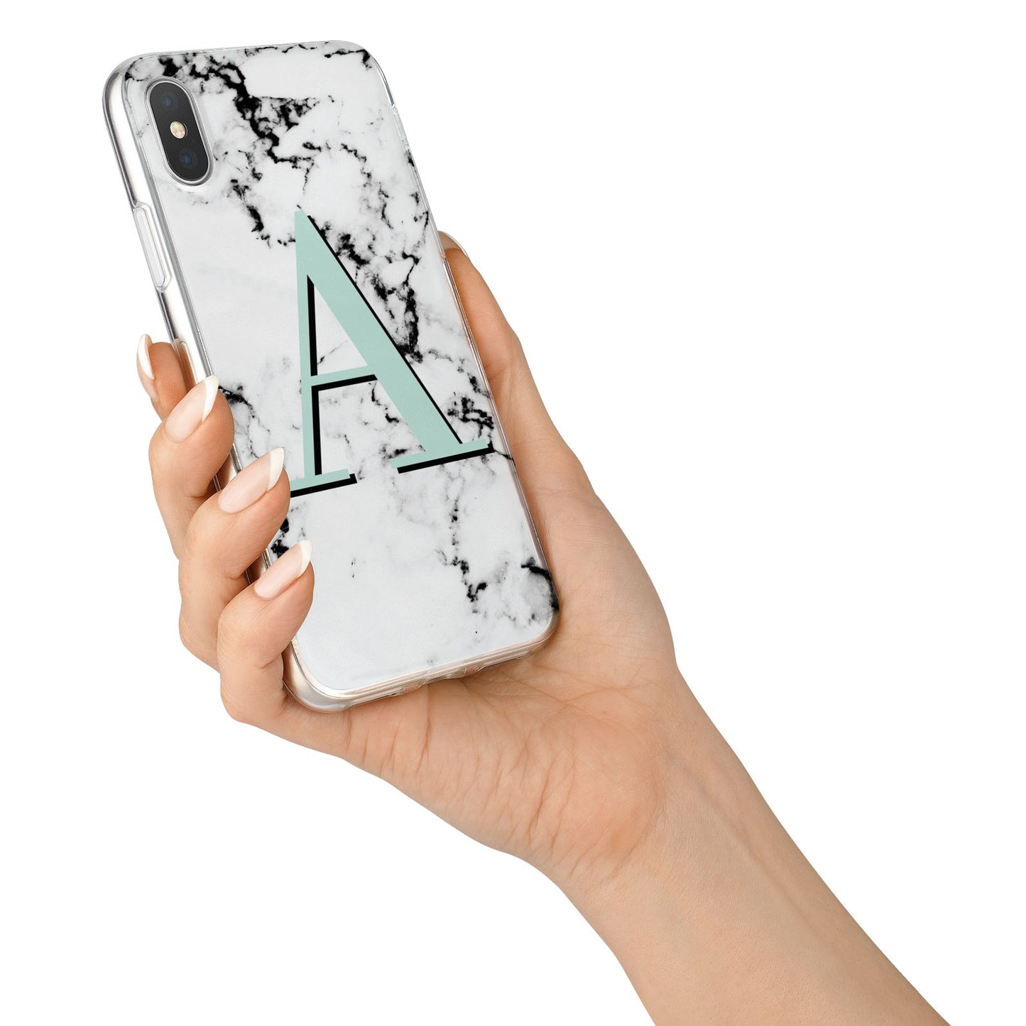 Personalised Mint Single Initial Marble iPhone X Bumper Case on Silver iPhone Alternative Image 2