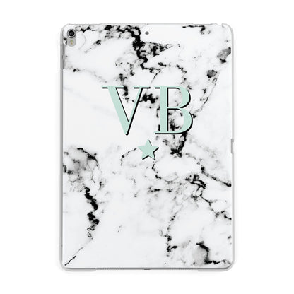 Personalised Mint Star With Monogram Marble Apple iPad Silver Case