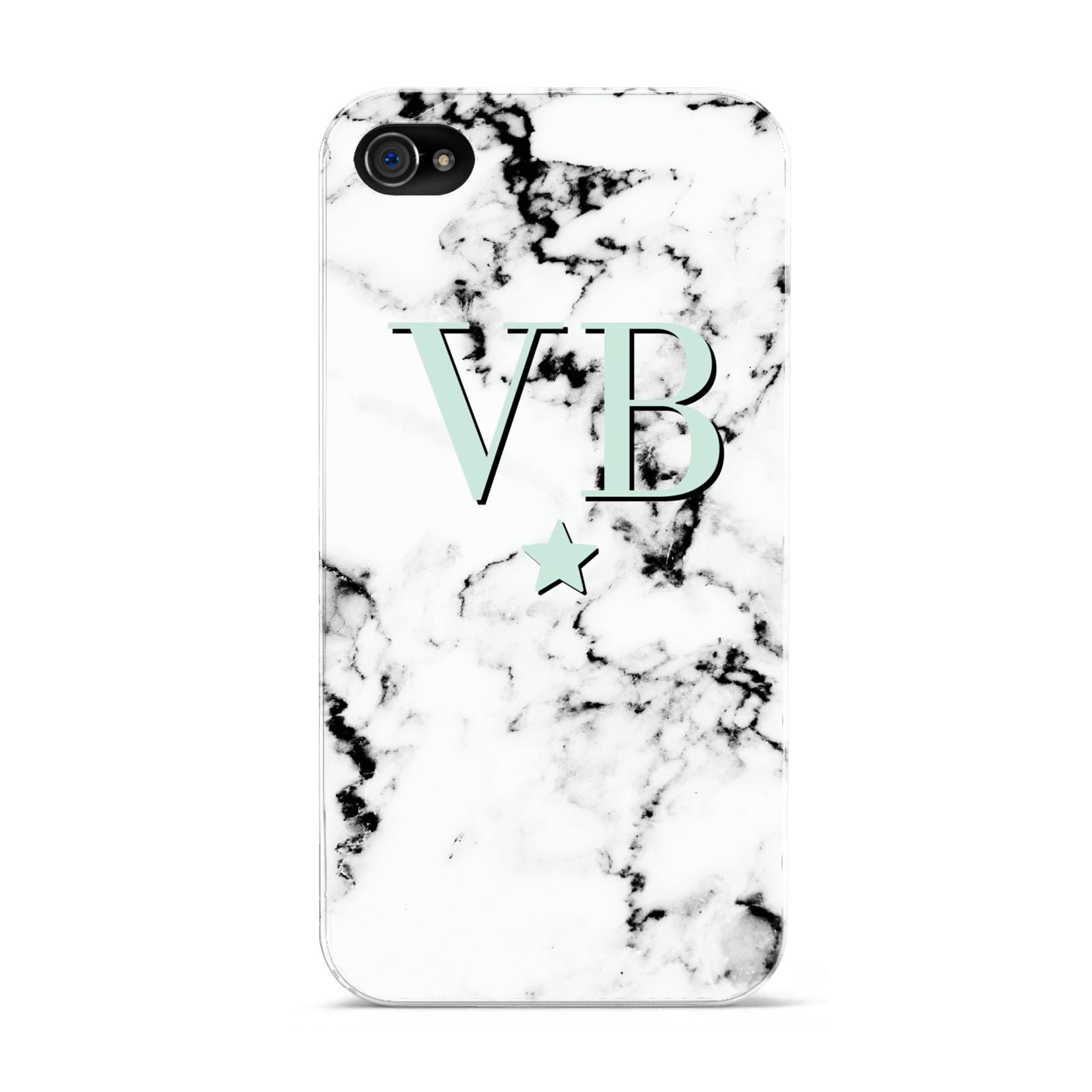 Personalised Mint Star With Monogram Marble Apple iPhone 4s Case