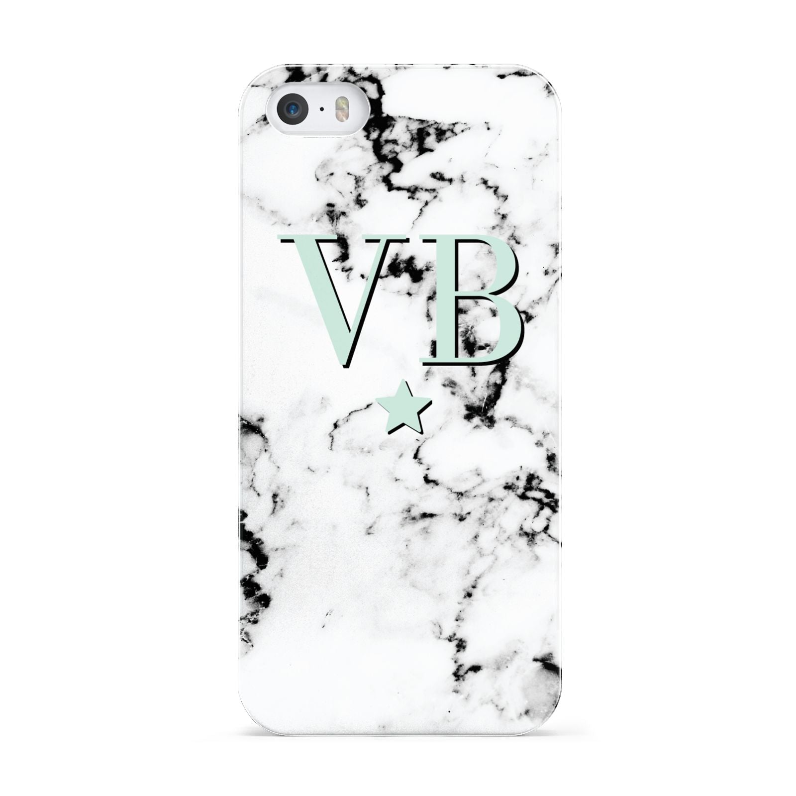 Personalised Mint Star With Monogram Marble Apple iPhone 5 Case