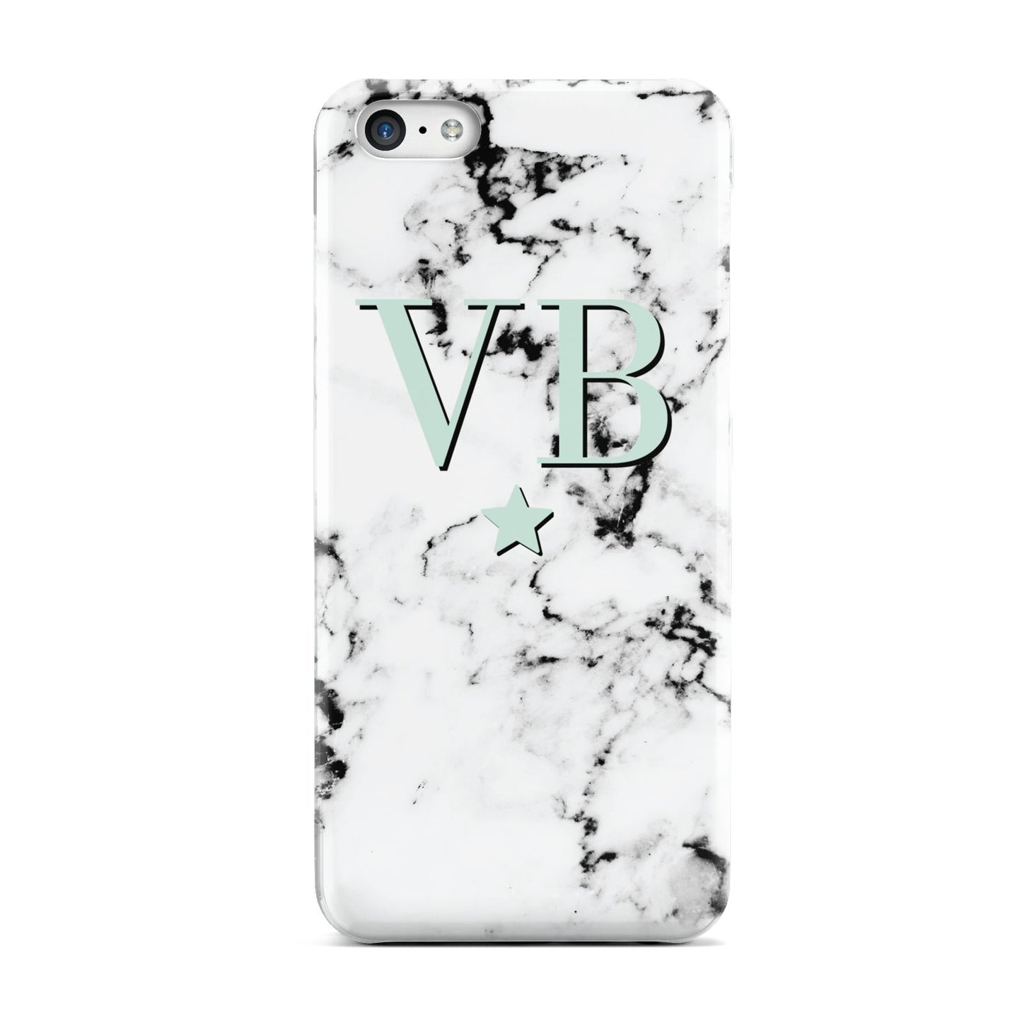 Personalised Mint Star With Monogram Marble Apple iPhone 5c Case