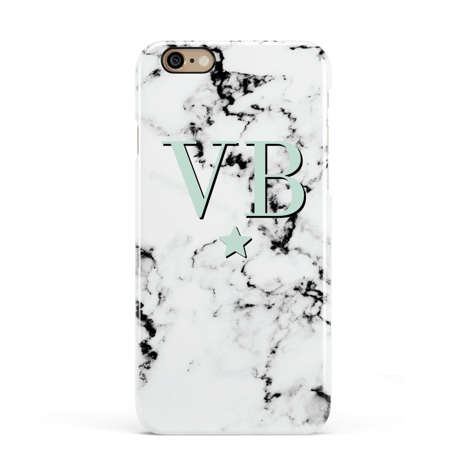 Personalised Mint Star With Monogram Marble Apple iPhone 6 3D Snap Case