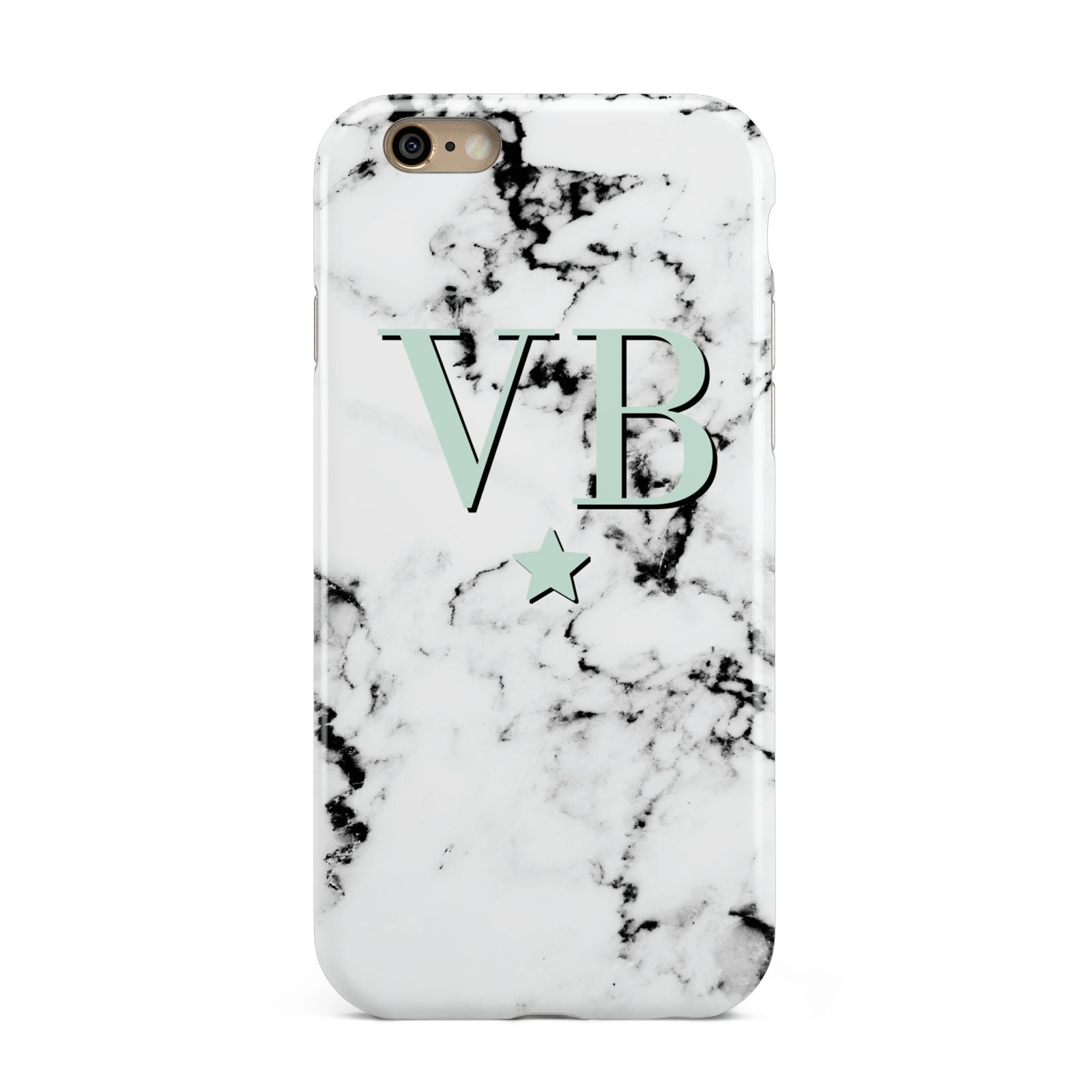 Personalised Mint Star With Monogram Marble Apple iPhone 6 3D Tough Case