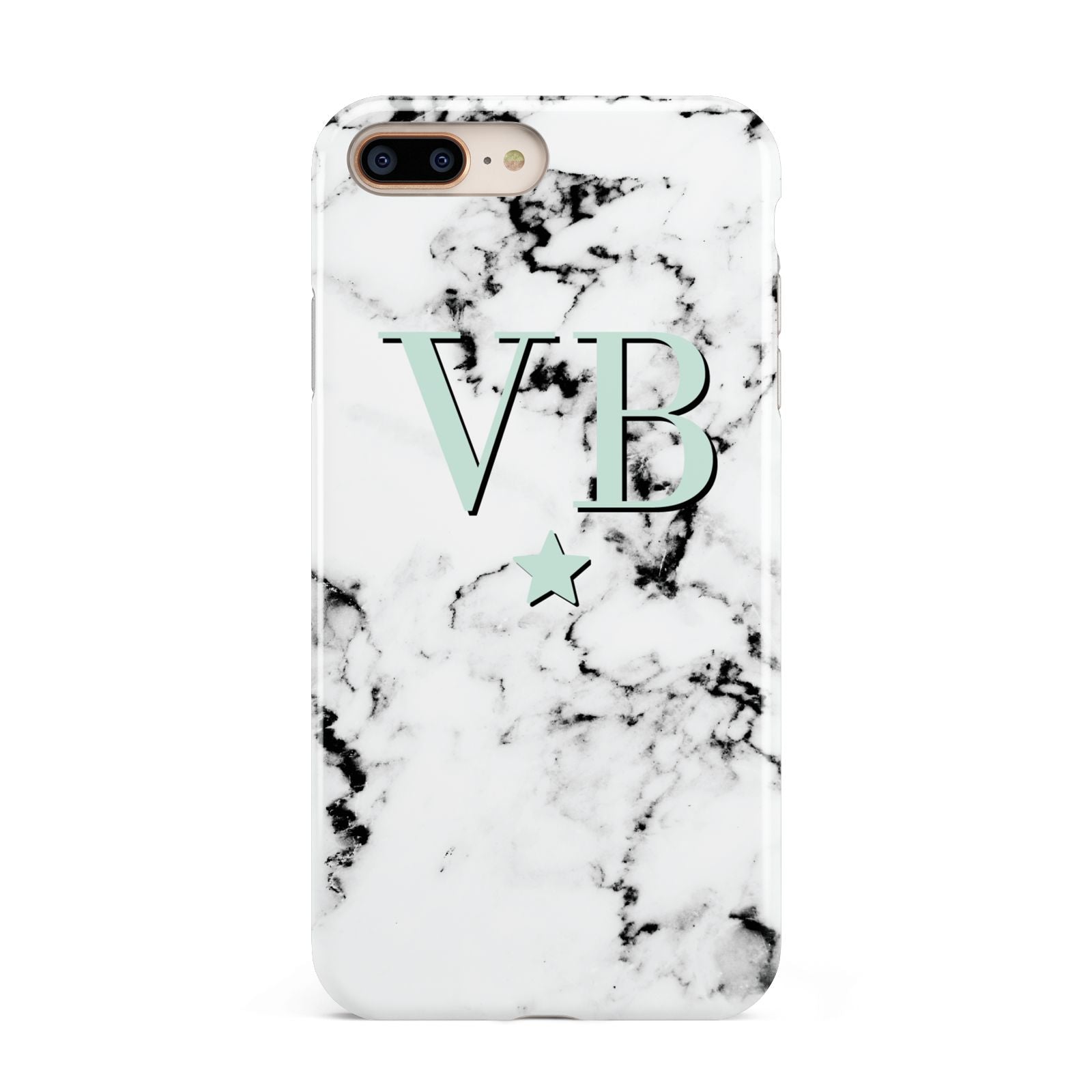 Personalised Mint Star With Monogram Marble Apple iPhone 7 8 Plus 3D Tough Case