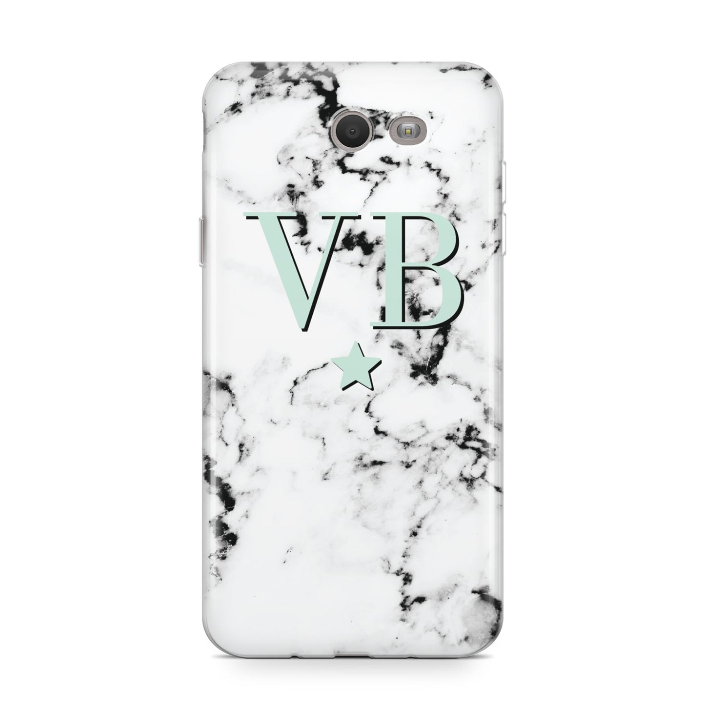 Personalised Mint Star With Monogram Marble Samsung Galaxy J7 2017 Case