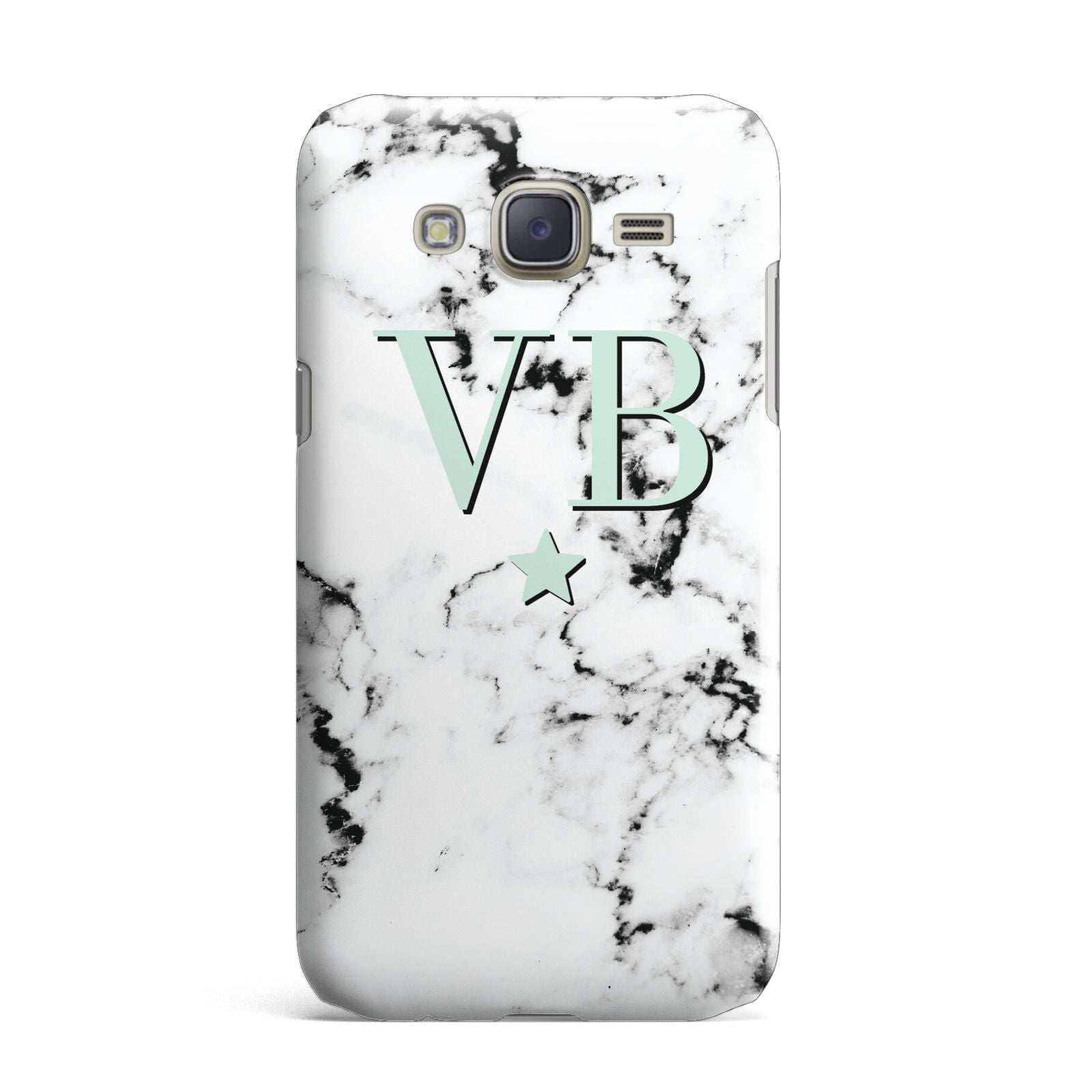 Personalised Mint Star With Monogram Marble Samsung Galaxy J7 Case