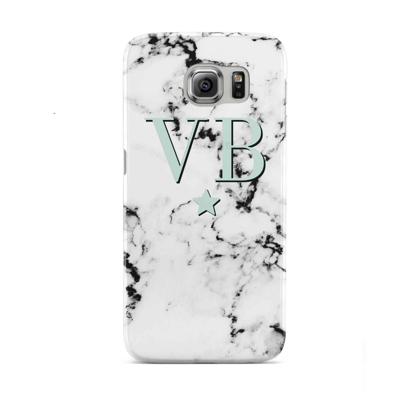 Personalised Mint Star With Monogram Marble Samsung Galaxy S6 Case