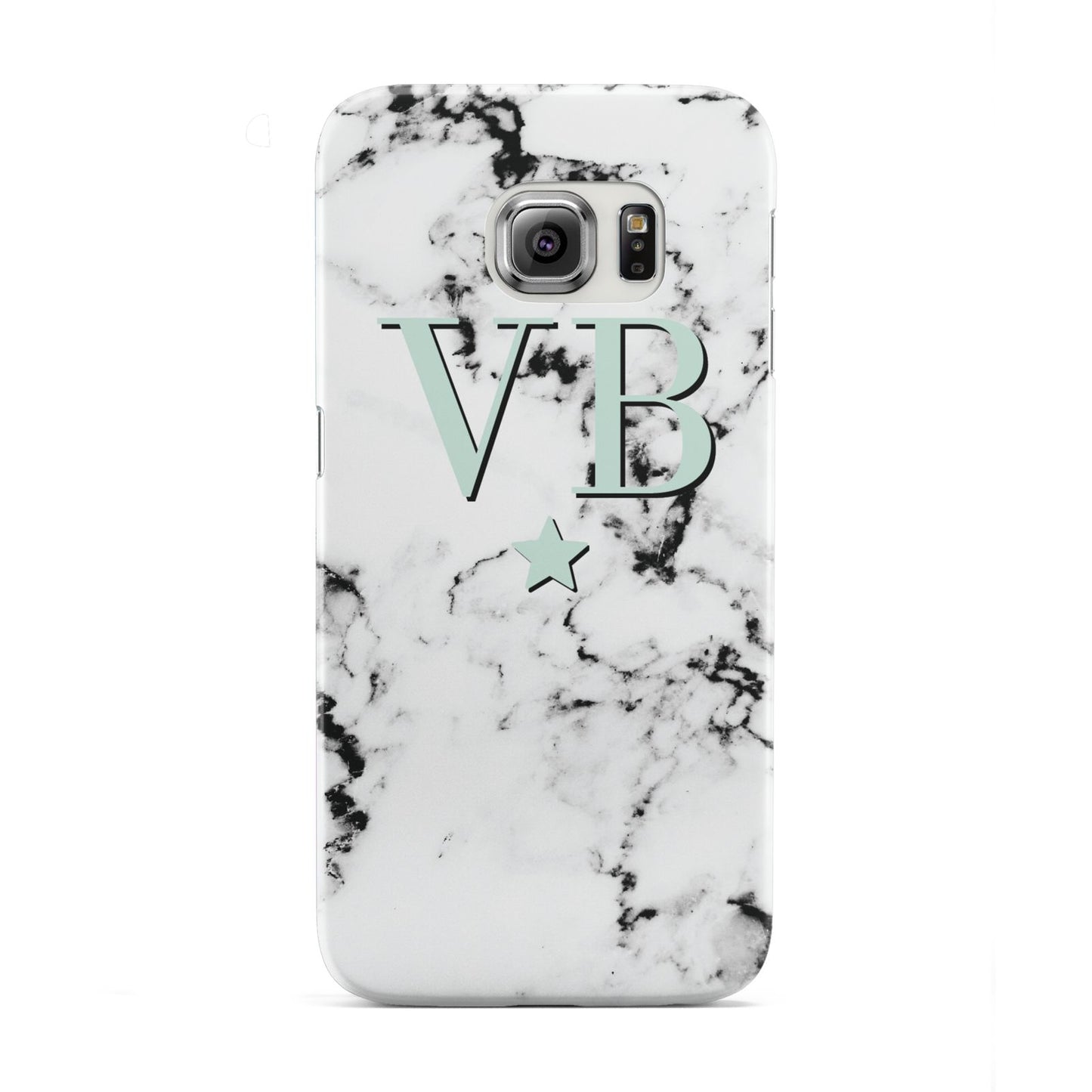 Personalised Mint Star With Monogram Marble Samsung Galaxy S6 Edge Case