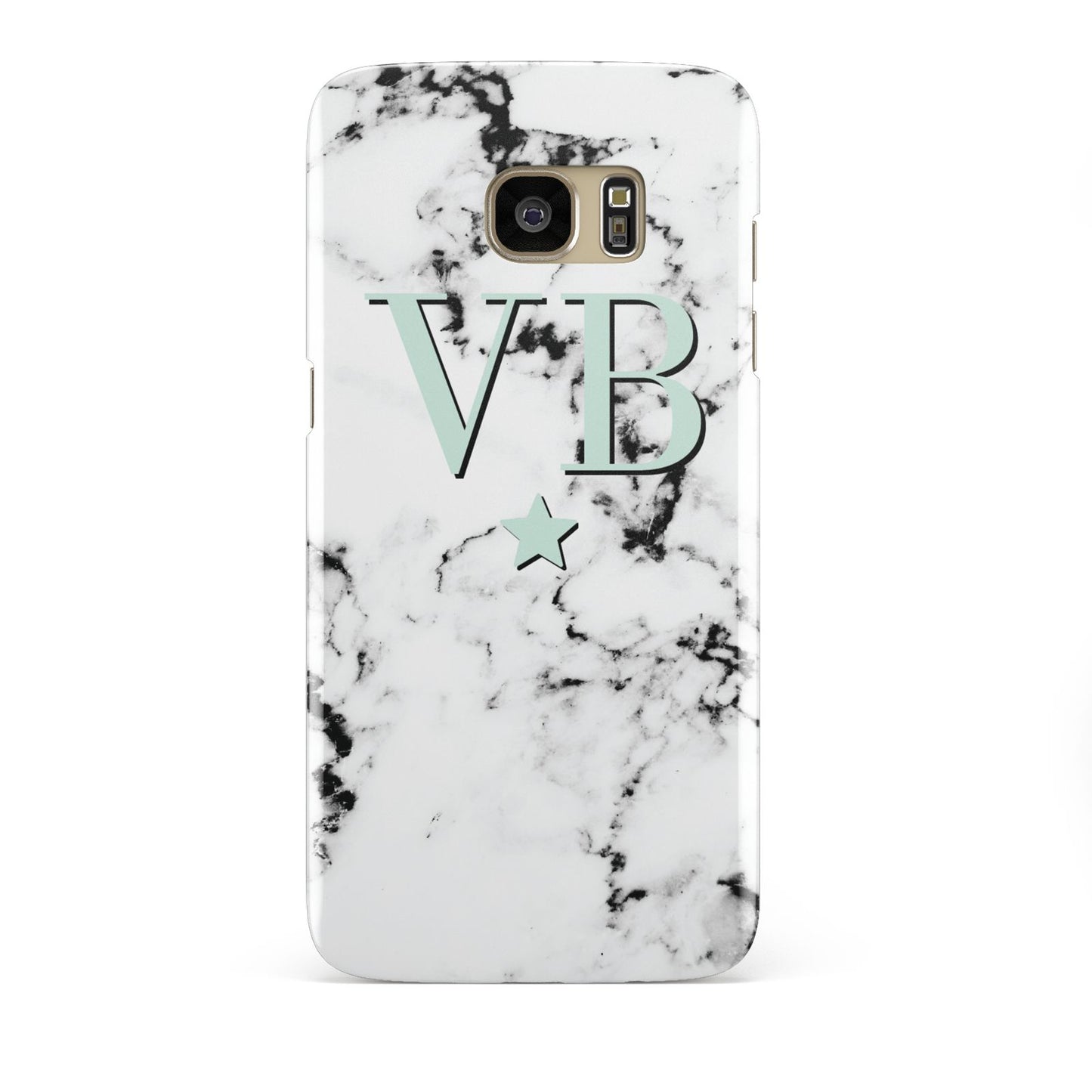 Personalised Mint Star With Monogram Marble Samsung Galaxy S7 Edge Case