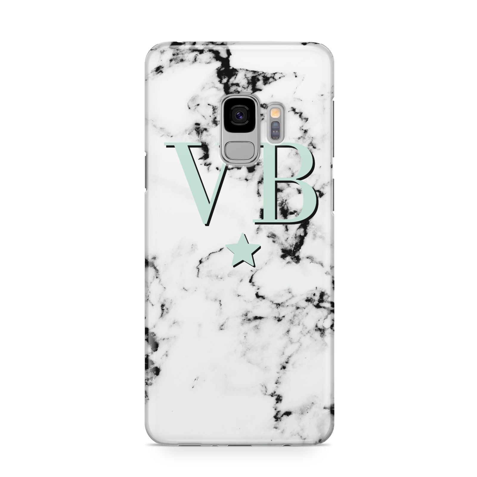 Personalised Mint Star With Monogram Marble Samsung Galaxy S9 Case