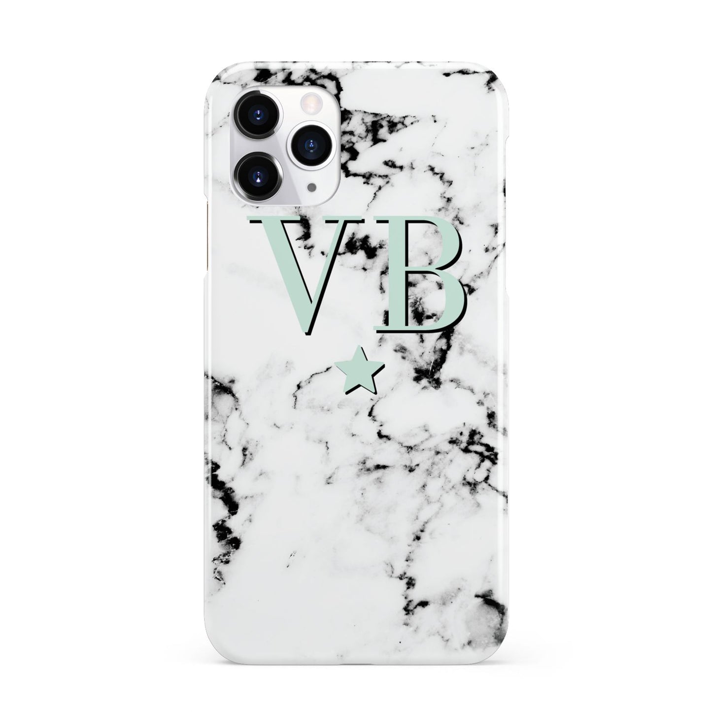 Personalised Mint Star With Monogram Marble iPhone 11 Pro 3D Snap Case