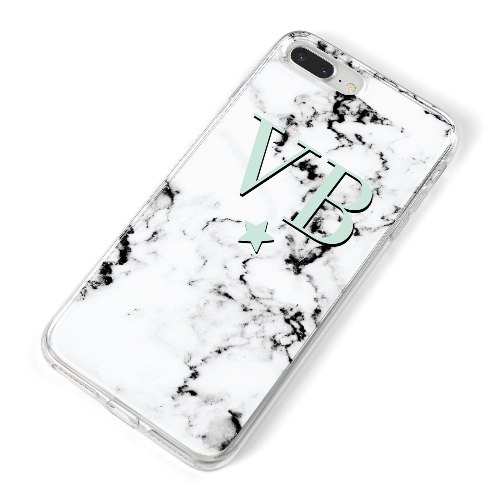 Personalised Mint Star With Monogram Marble iPhone 8 Plus Bumper Case on Silver iPhone Alternative Image