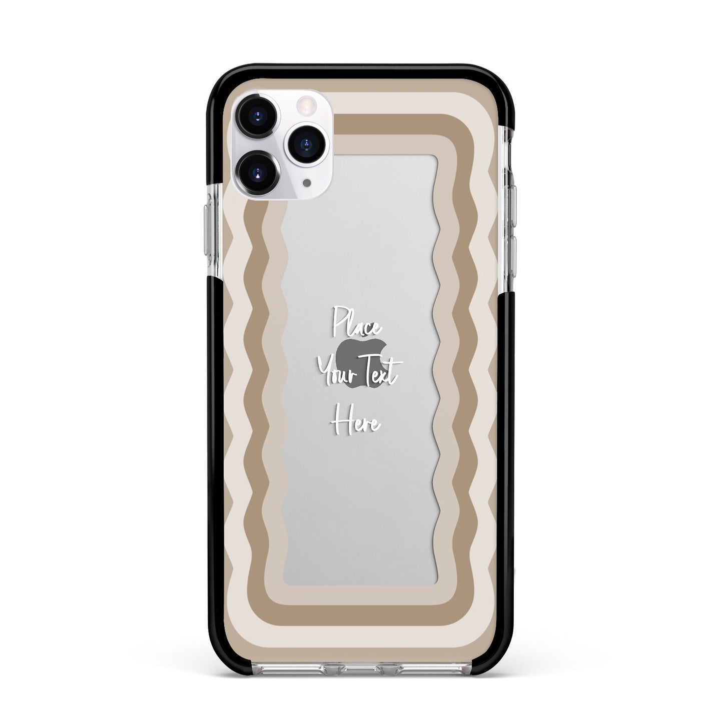 Personalised Mirrored Apple iPhone 11 Pro Max in Silver with Black Impact Case