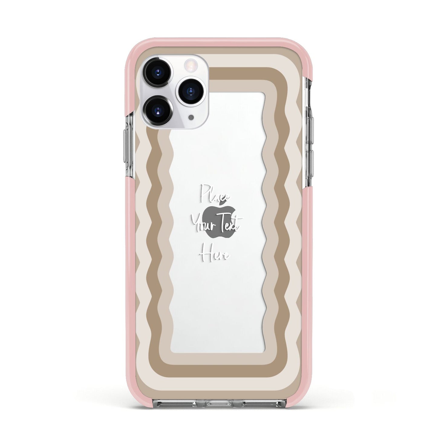 Personalised Mirrored Apple iPhone 11 Pro in Silver with Pink Impact Case