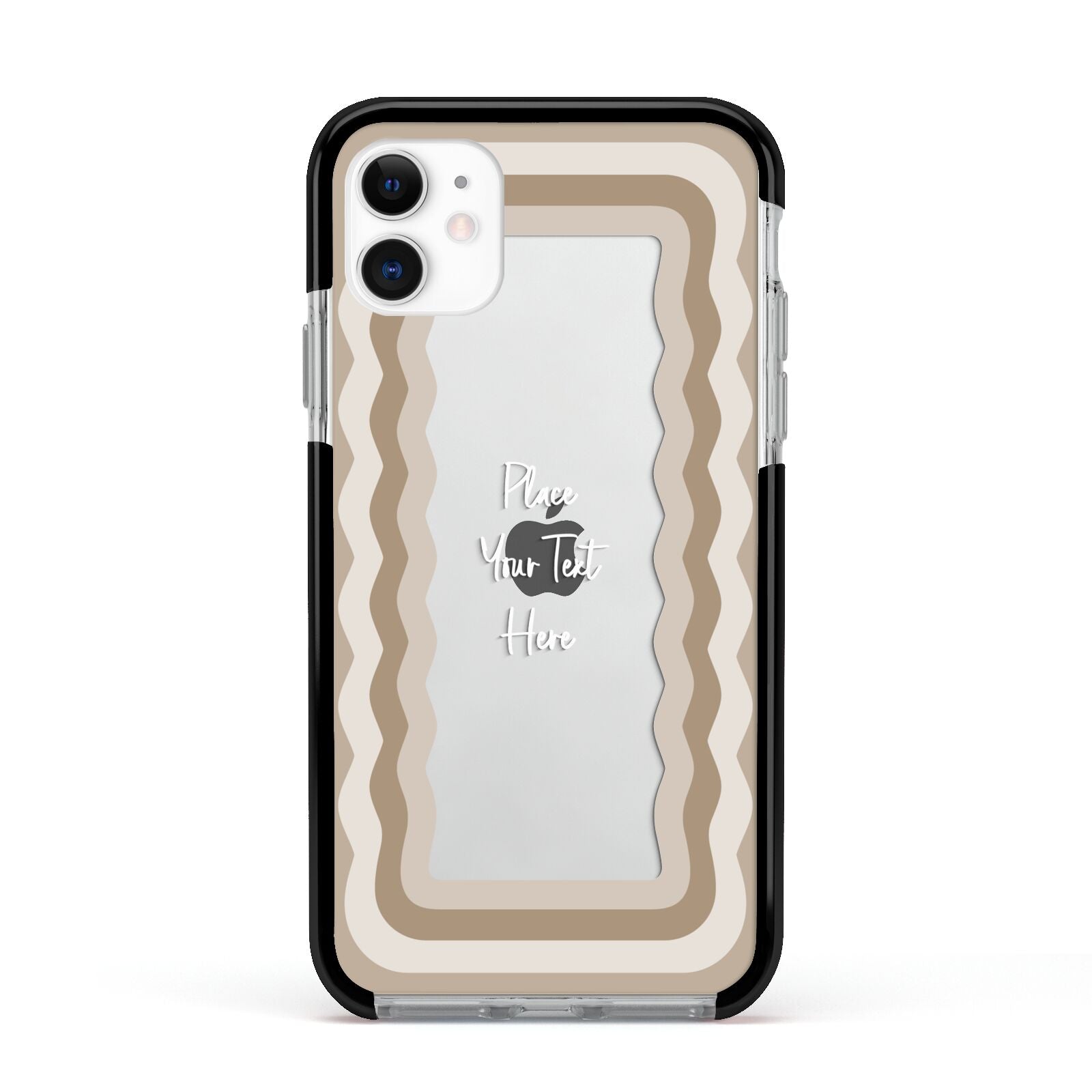 Personalised Mirrored Apple iPhone 11 in White with Black Impact Case