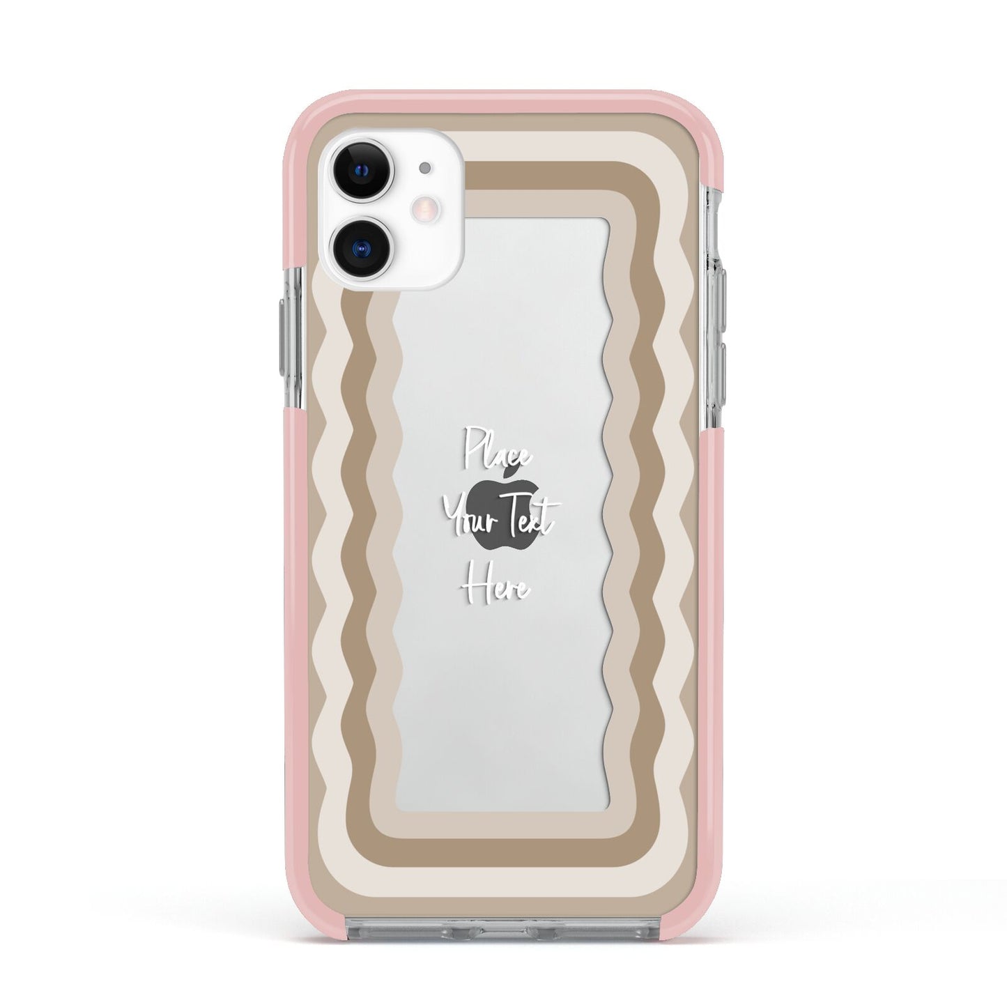 Personalised Mirrored Apple iPhone 11 in White with Pink Impact Case