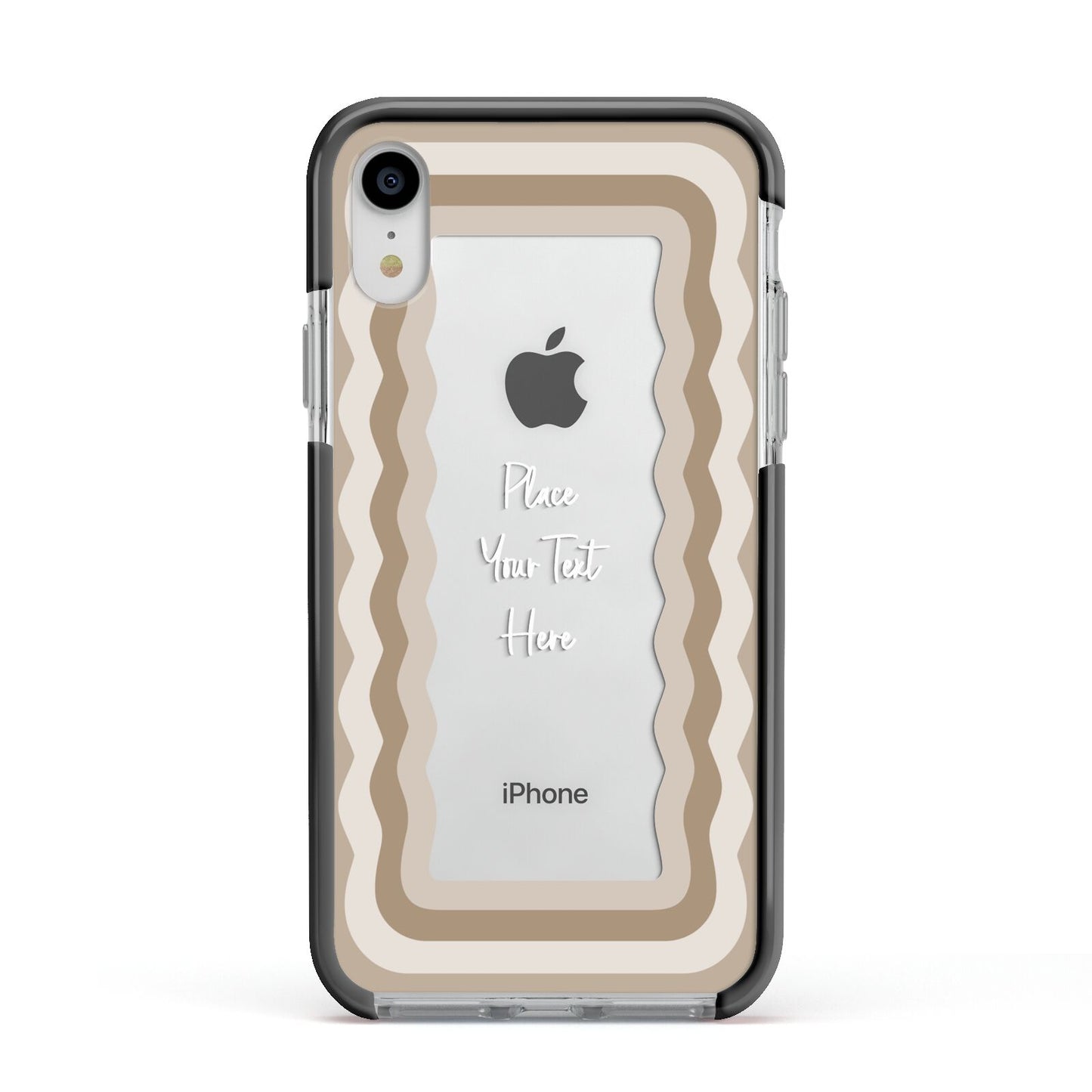 Personalised Mirrored Apple iPhone XR Impact Case Black Edge on Silver Phone