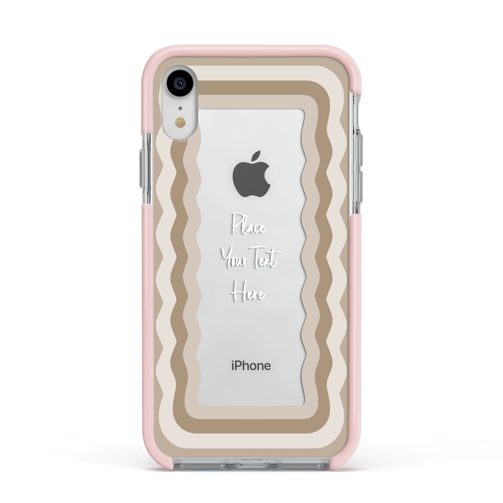 Personalised Mirrored Apple iPhone XR Impact Case Pink Edge on Silver Phone