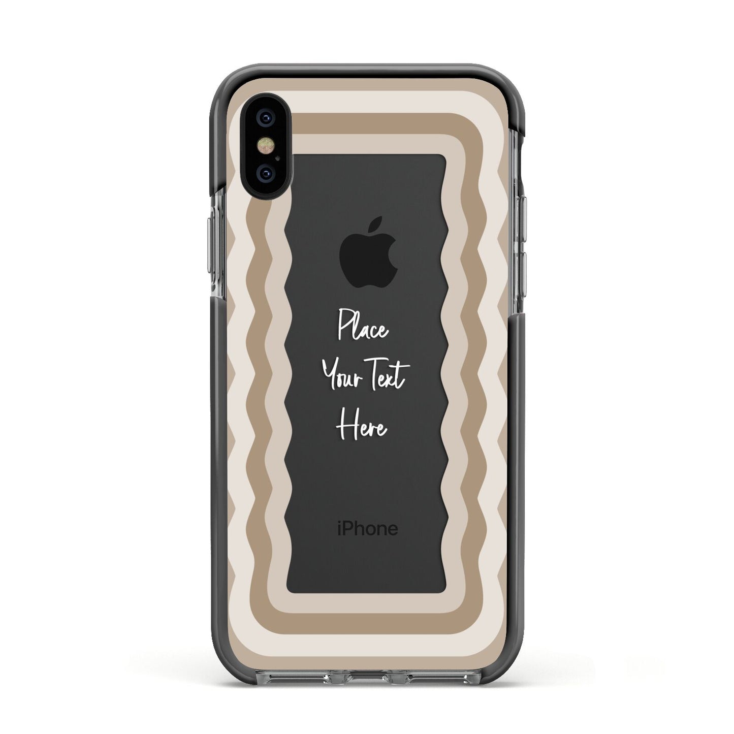 Personalised Mirrored Apple iPhone Xs Impact Case Black Edge on Black Phone