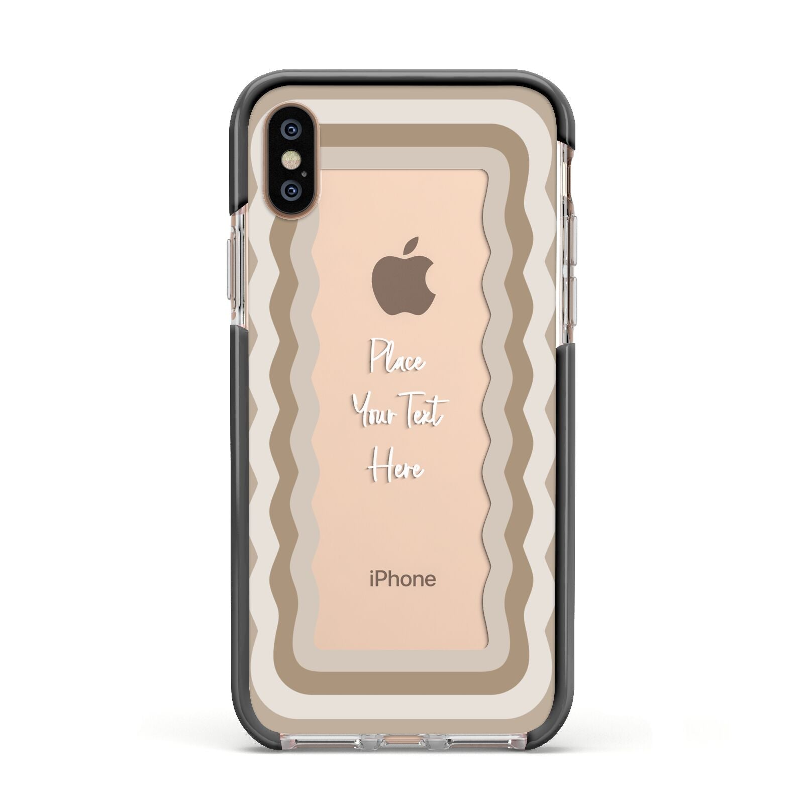 Personalised Mirrored Apple iPhone Xs Impact Case Black Edge on Gold Phone