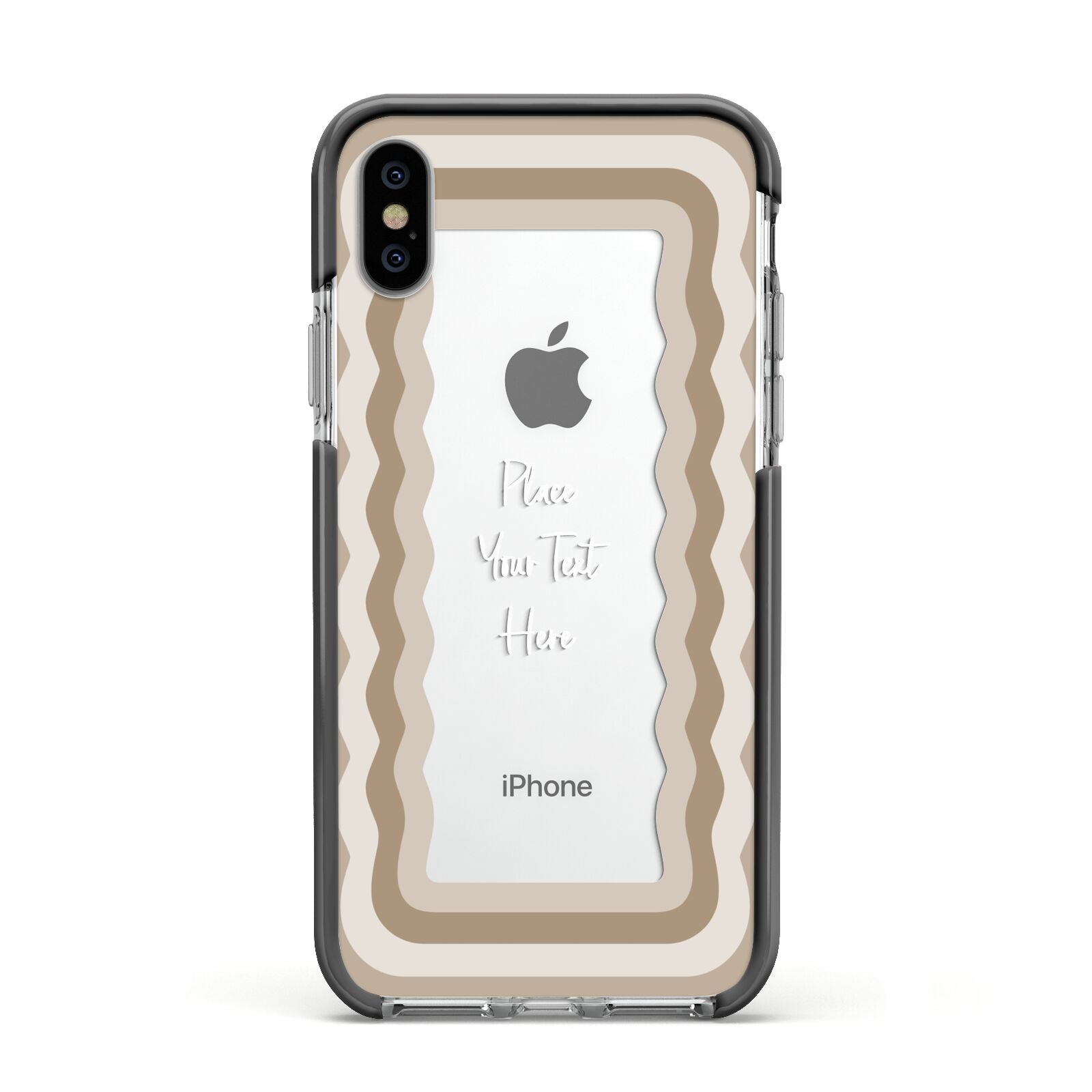 Personalised Mirrored Apple iPhone Xs Impact Case Black Edge on Silver Phone