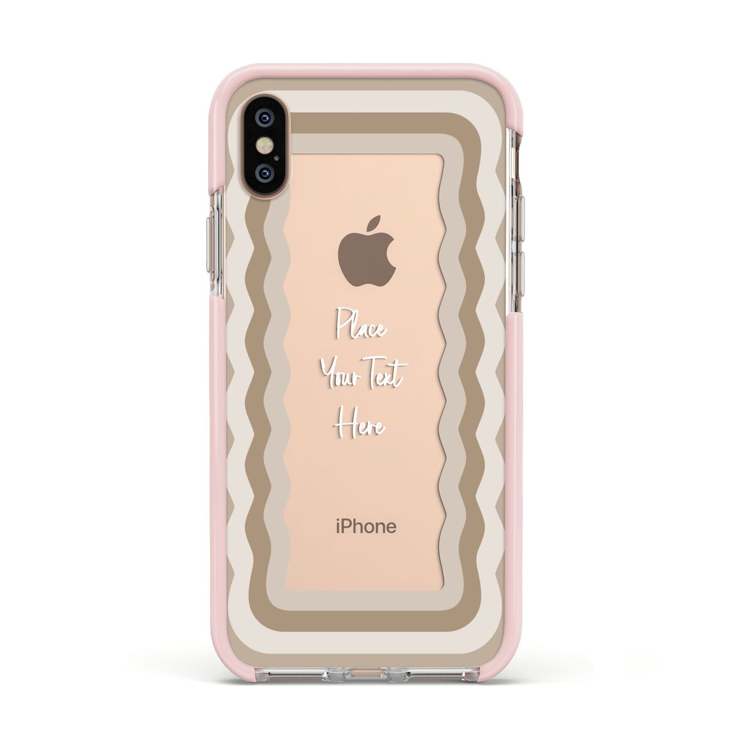 Personalised Mirrored Apple iPhone Xs Impact Case Pink Edge on Gold Phone