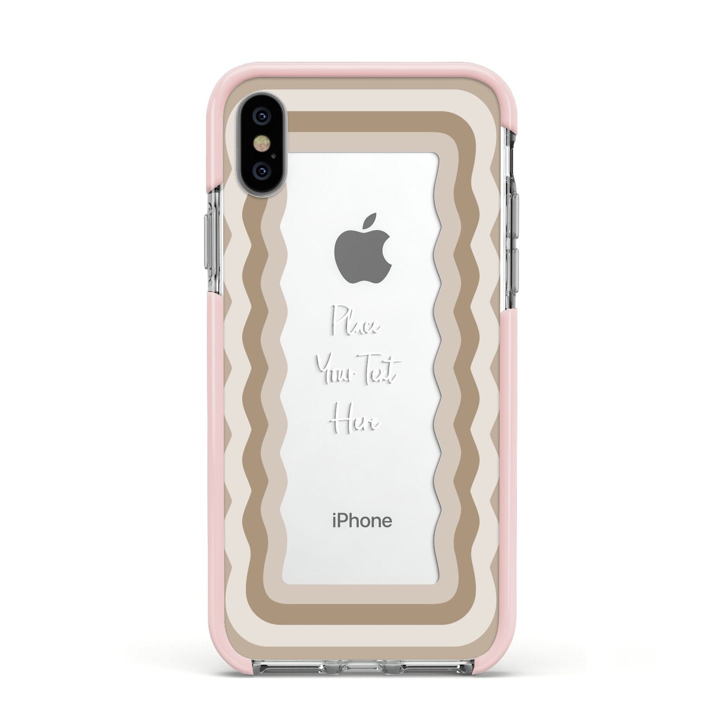 Personalised Mirrored Apple iPhone Xs Impact Case Pink Edge on Silver Phone