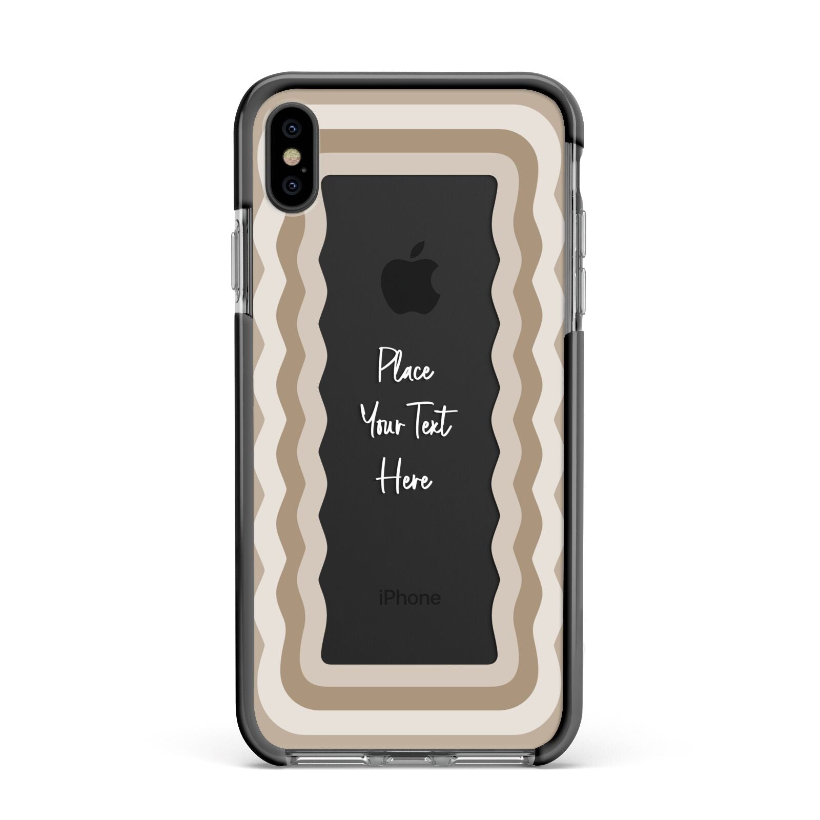 Personalised Mirrored Apple iPhone Xs Max Impact Case Black Edge on Black Phone