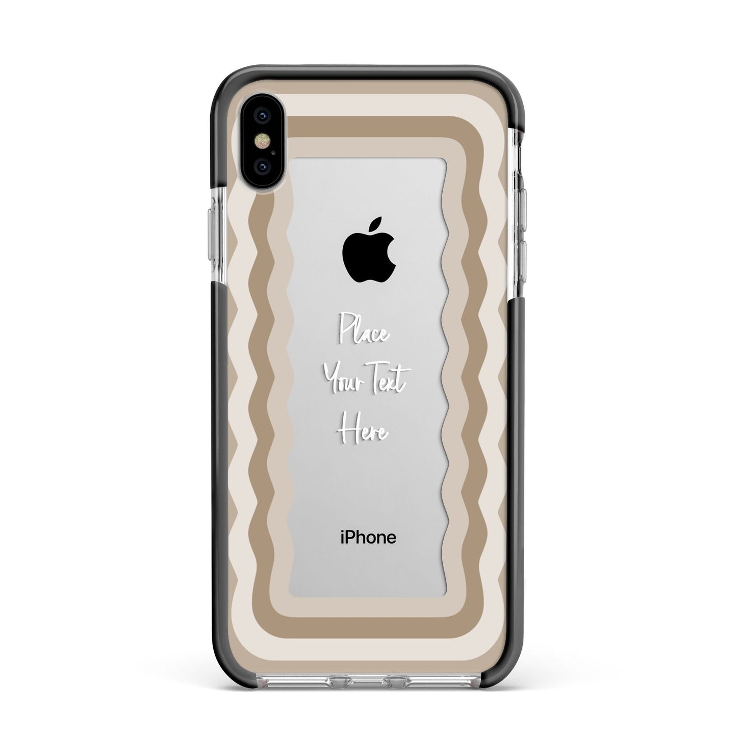 Personalised Mirrored Apple iPhone Xs Max Impact Case Black Edge on Silver Phone