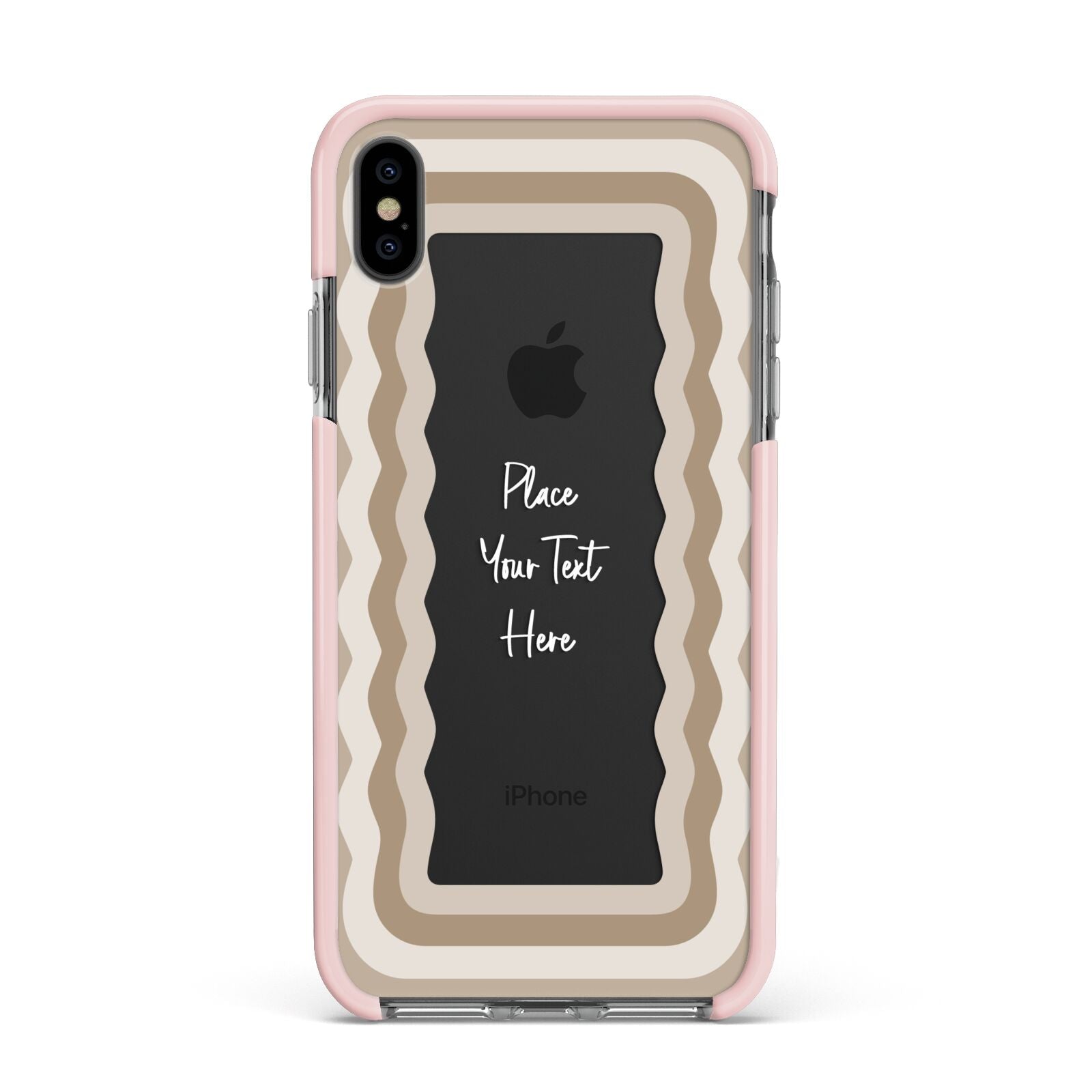 Personalised Mirrored Apple iPhone Xs Max Impact Case Pink Edge on Black Phone