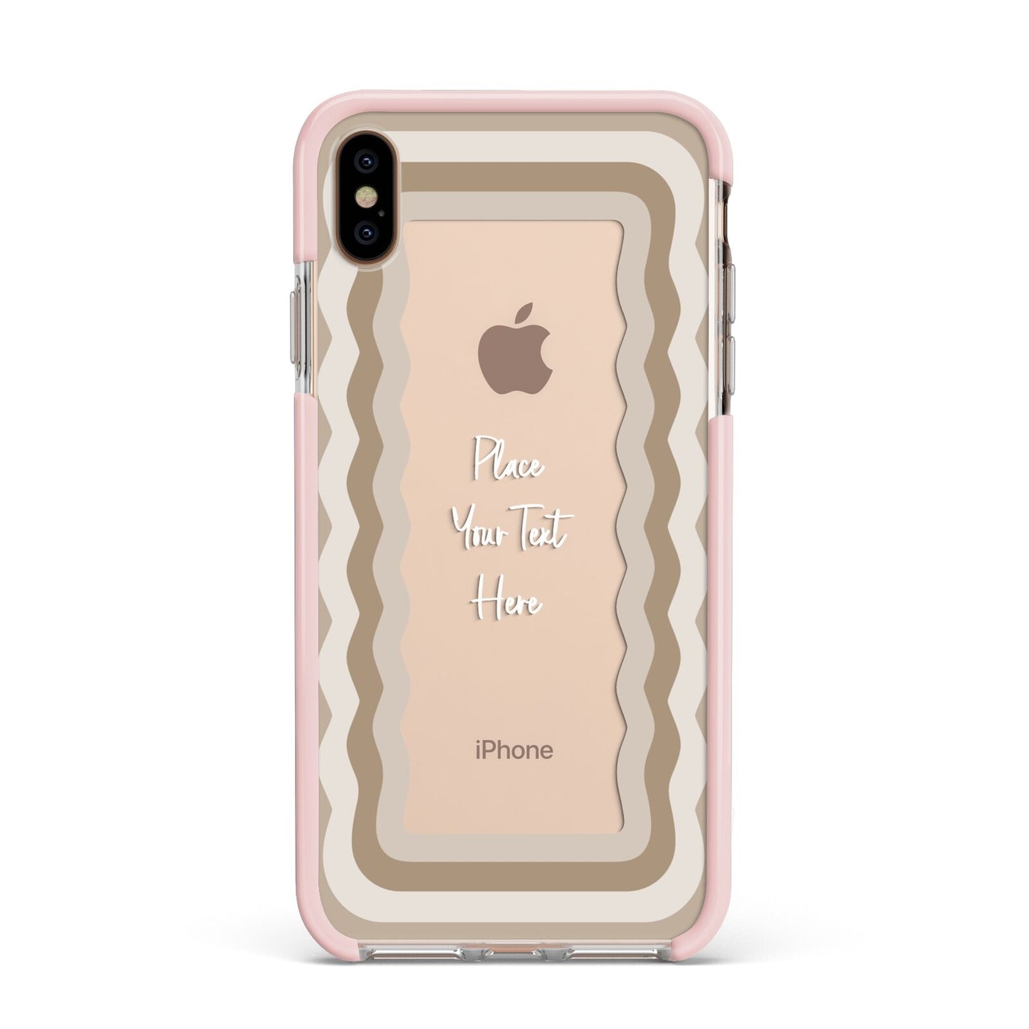 Personalised Mirrored Apple iPhone Xs Max Impact Case Pink Edge on Gold Phone