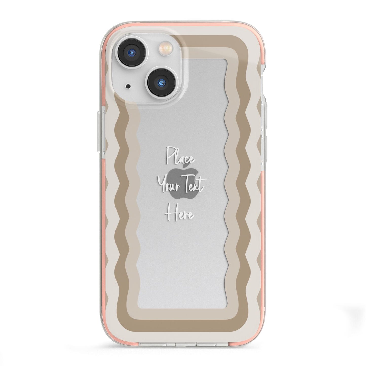 Personalised Mirrored iPhone 13 Mini TPU Impact Case with Pink Edges