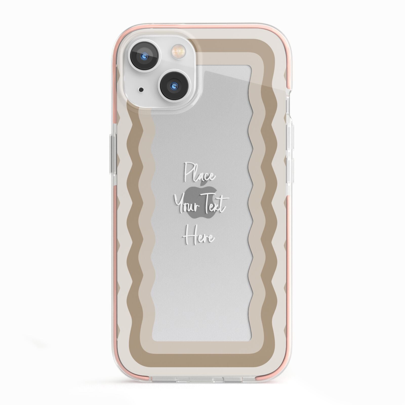 Personalised Mirrored iPhone 13 TPU Impact Case with Pink Edges