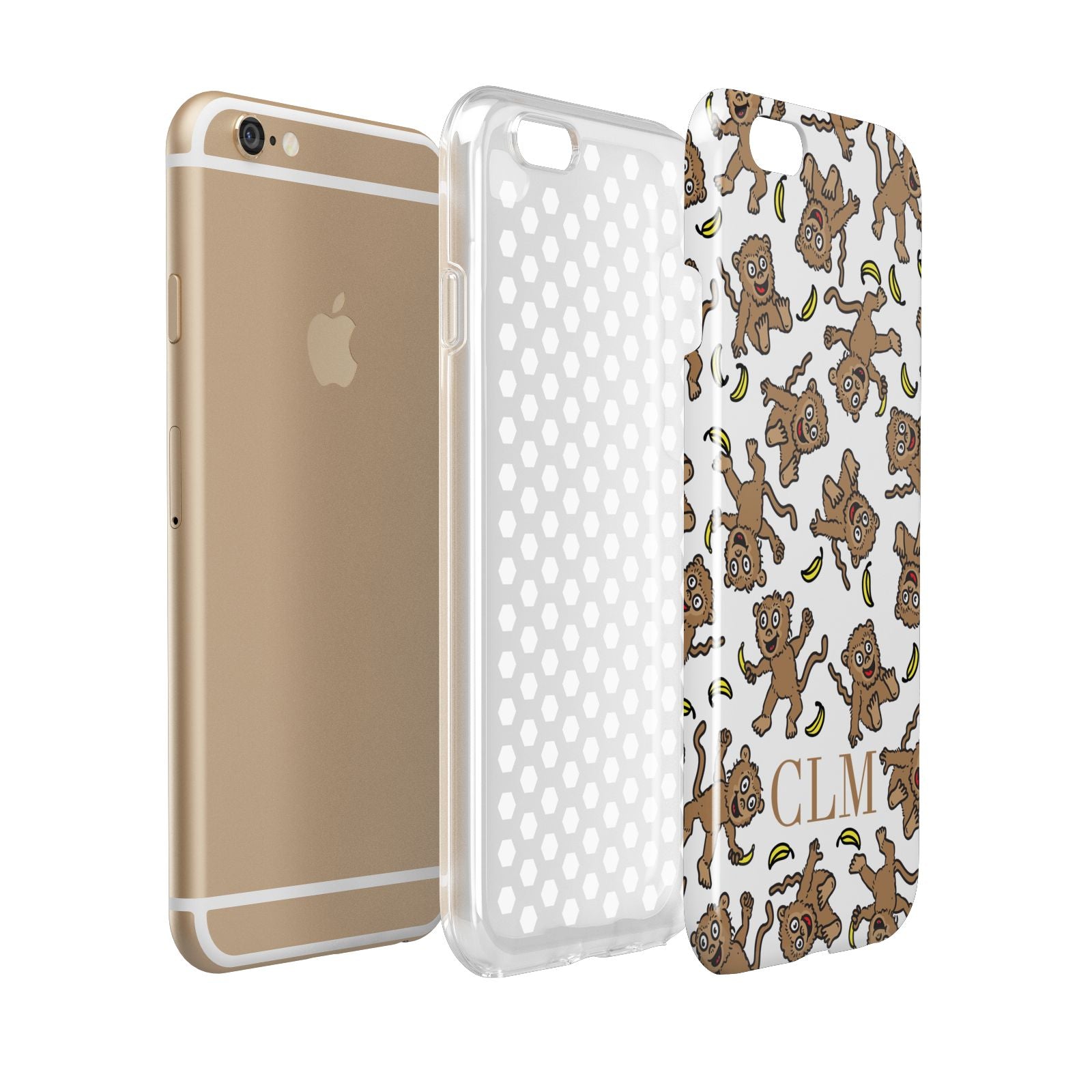 Personalised Monkey Initials Apple iPhone 6 3D Tough Case Expanded view