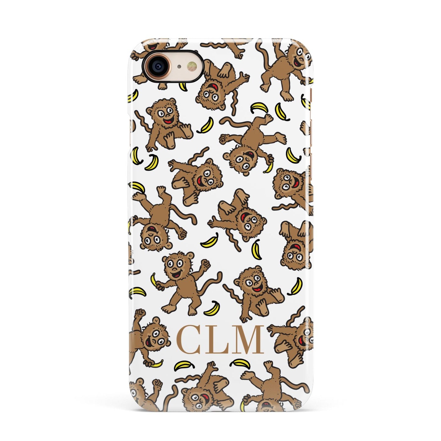 Personalised Monkey Initials Apple iPhone 7 8 3D Snap Case