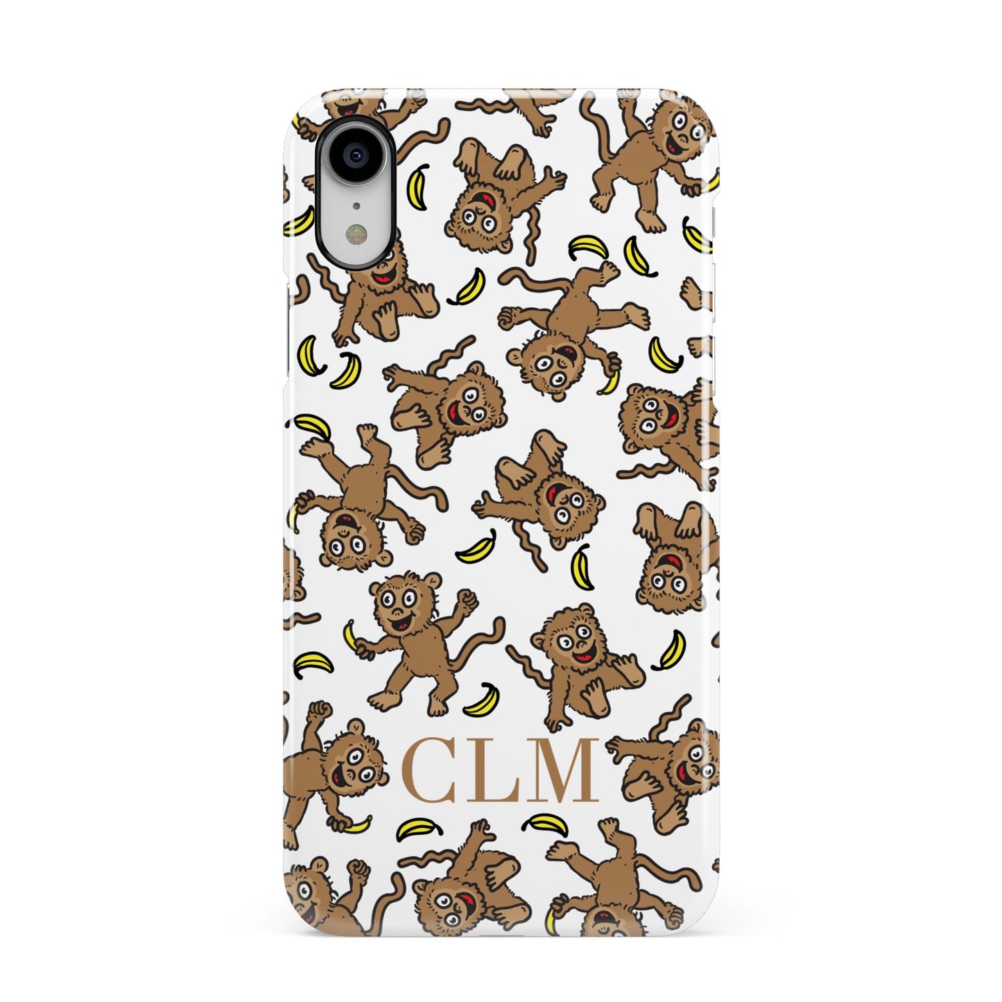 Personalised Monkey Initials Apple iPhone XR White 3D Snap Case